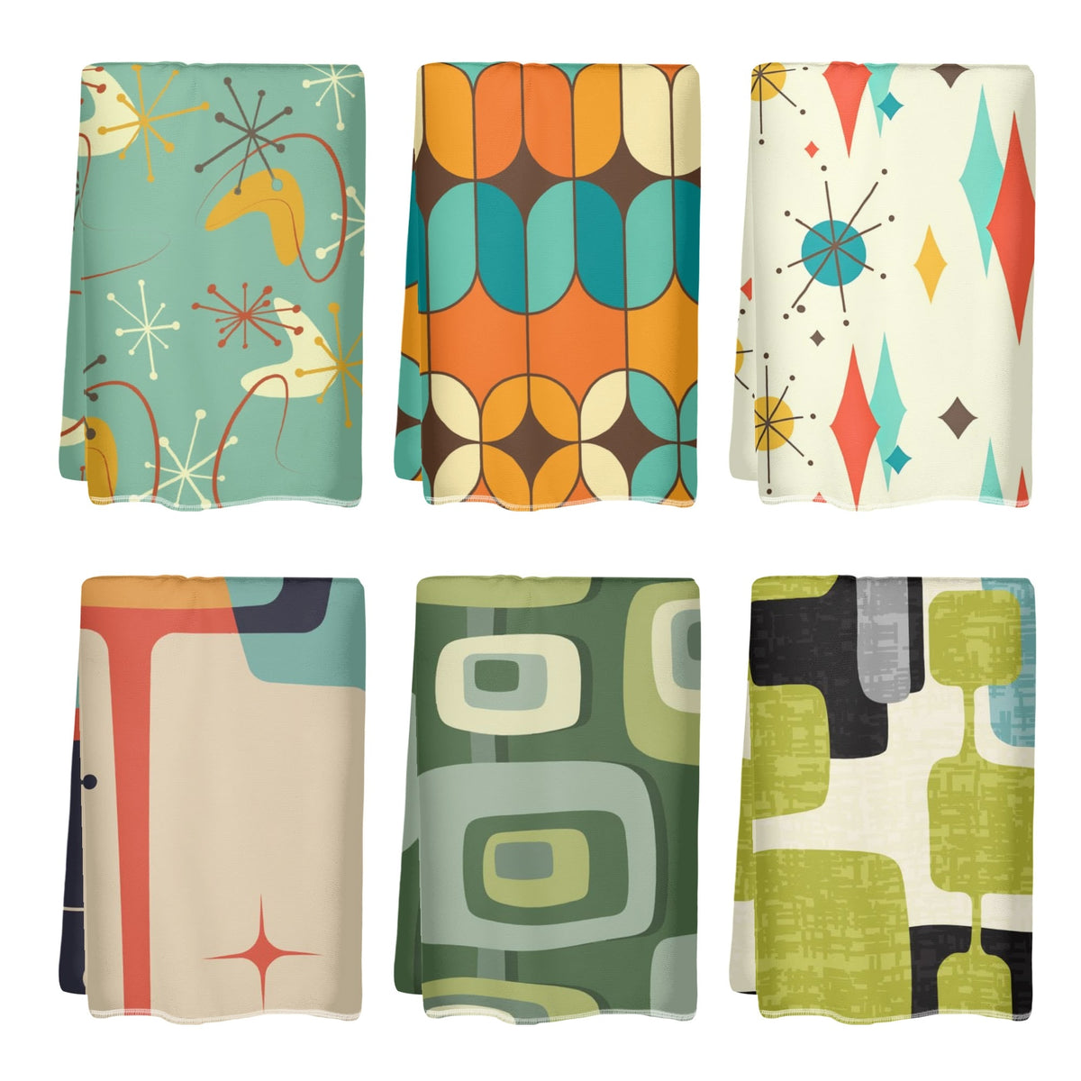 Mid Century Modern Kitschy Mod Collection MCM Designed Kitchen Bath Hand Towels - Mid Century Modern Gal