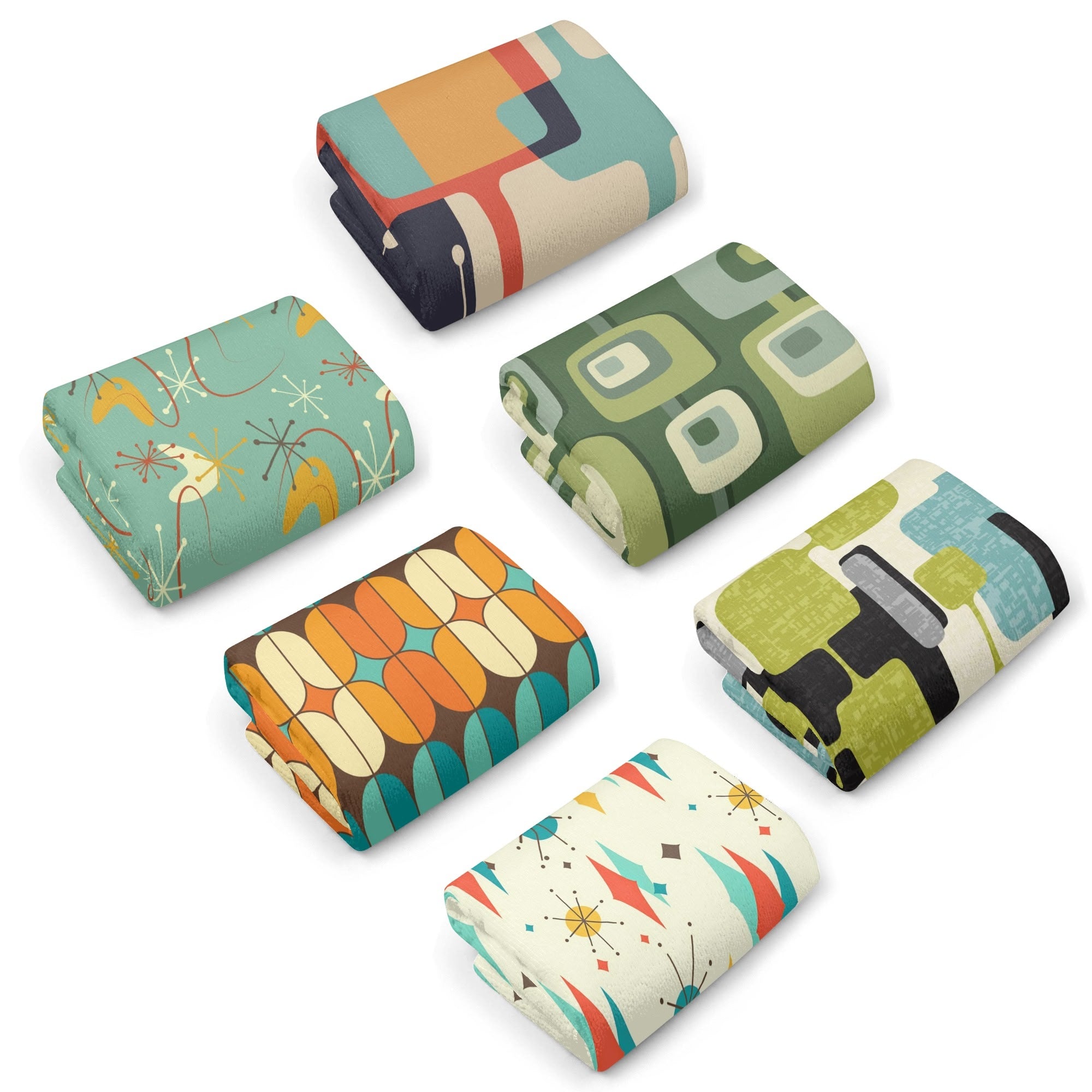 Mid Century Modern Kitschy Mod Collection MCM Designed Kitchen Bath Hand Towels - Mid Century Modern Gal
