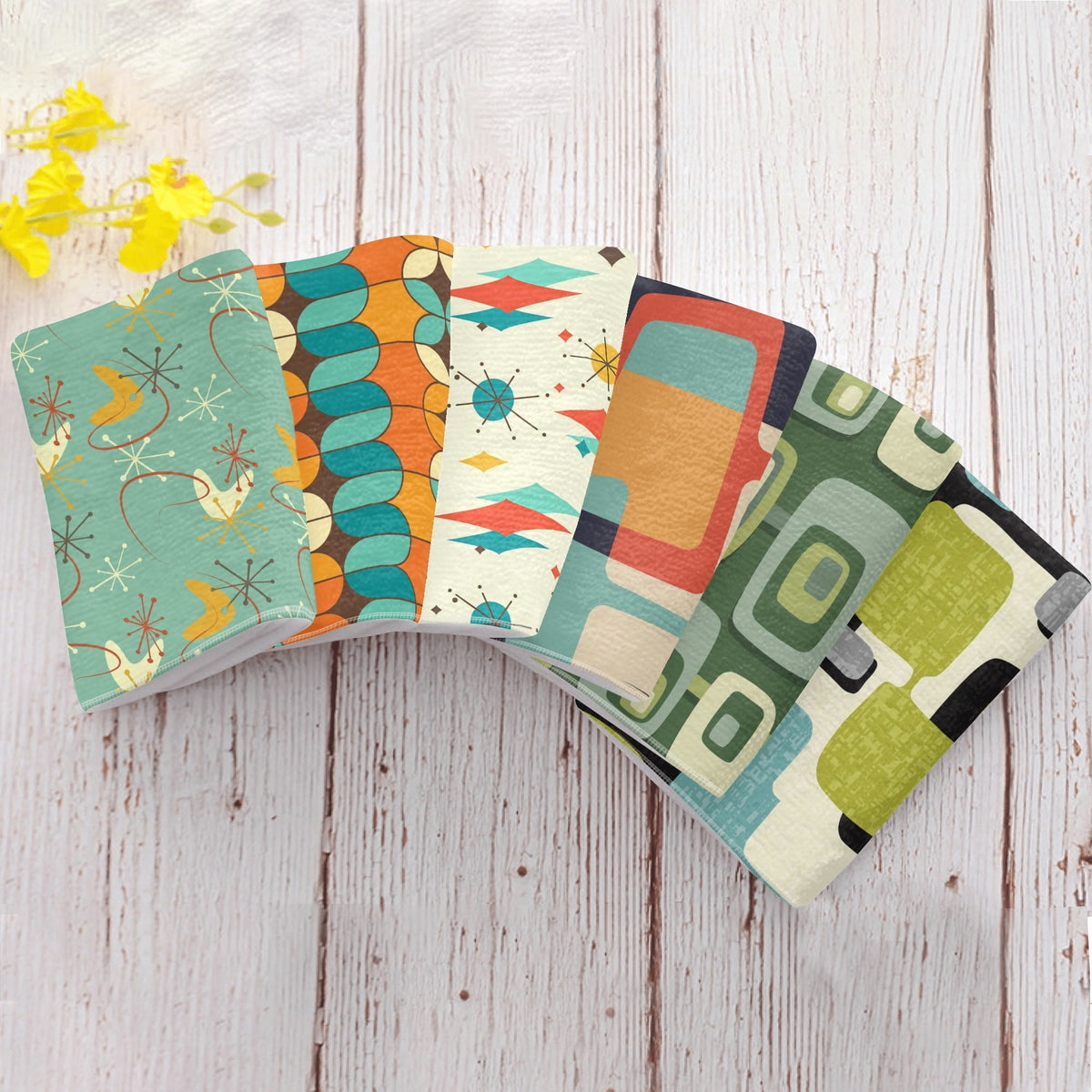 Mid Century Modern Kitschy Mod Collection MCM Designed Kitchen Bath Hand Towels - Mid Century Modern Gal