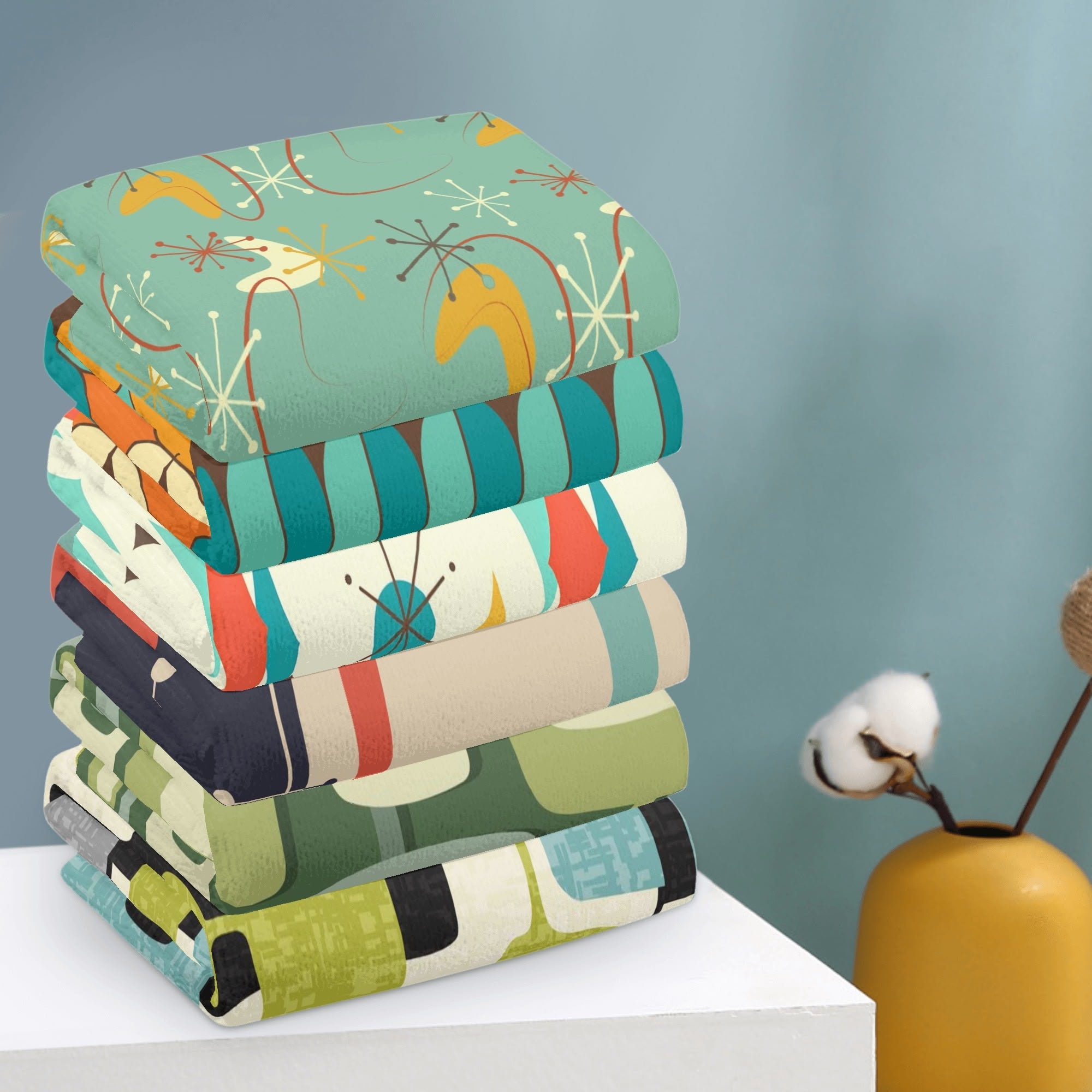 Mid Century Modern Kitschy Mod Collection MCM Designed Kitchen Bath Hand Towels - Mid Century Modern Gal