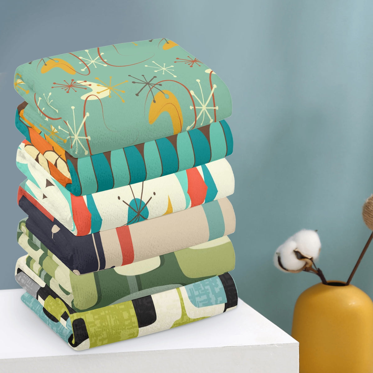 Mid Century Modern Kitschy Mod Collection MCM Designed Kitchen Bath Hand Towels - Mid Century Modern Gal