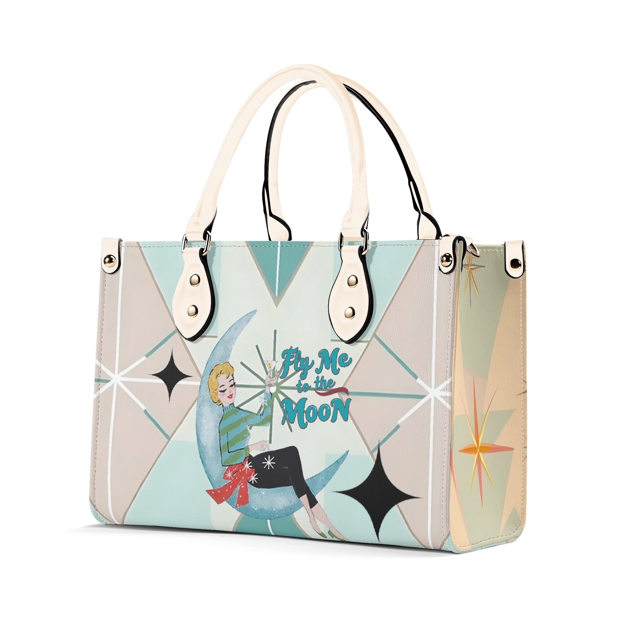 Fly Me To The Moon, Kitschy Mod Martini Gal, Mid Century Modern Gal Signature Handbag, Shoulder Bag - Mid Century Modern Gal