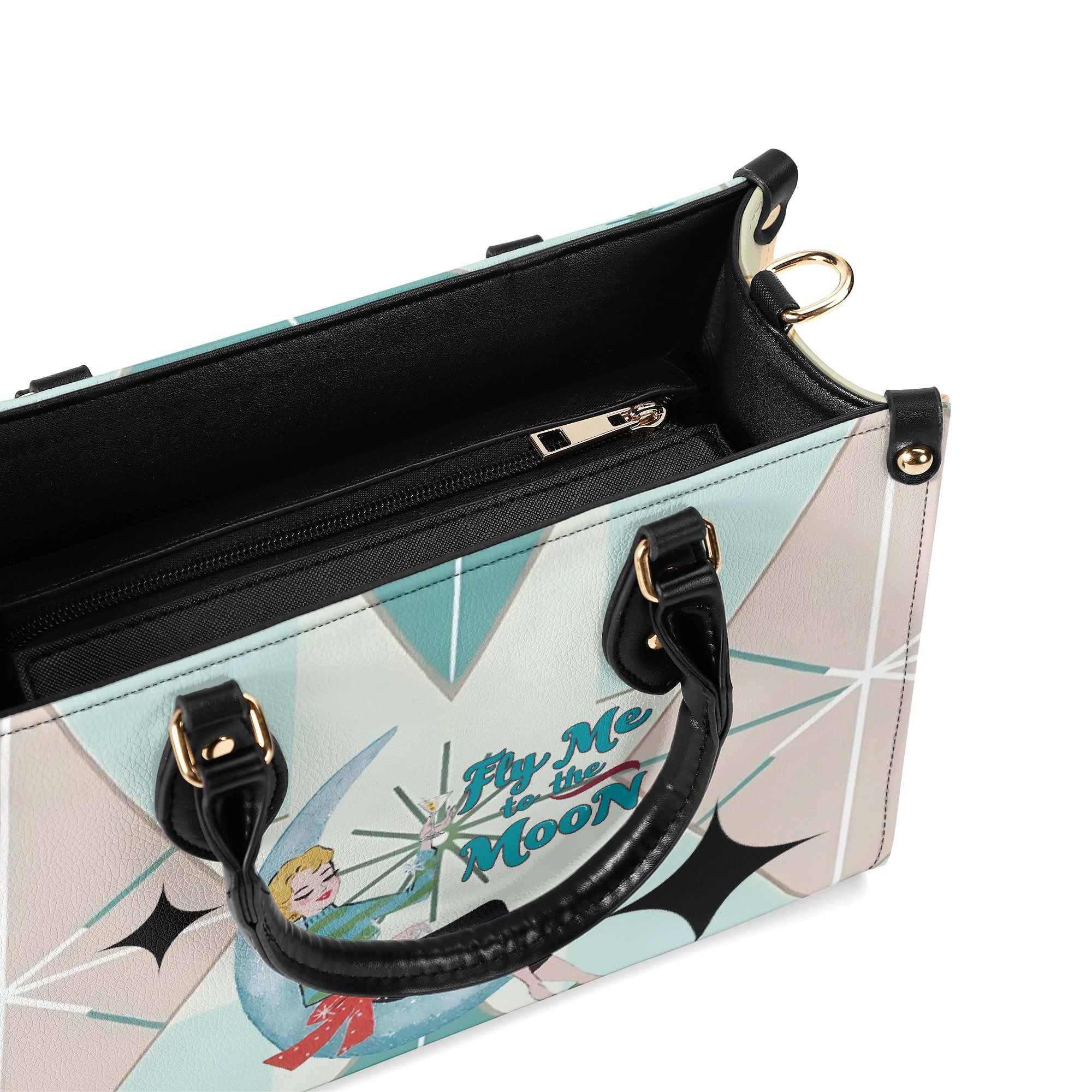Fly Me To The Moon, Kitschy Mod Martini Gal, Mid Century Modern Gal Signature Handbag, Shoulder Bag - Mid Century Modern Gal