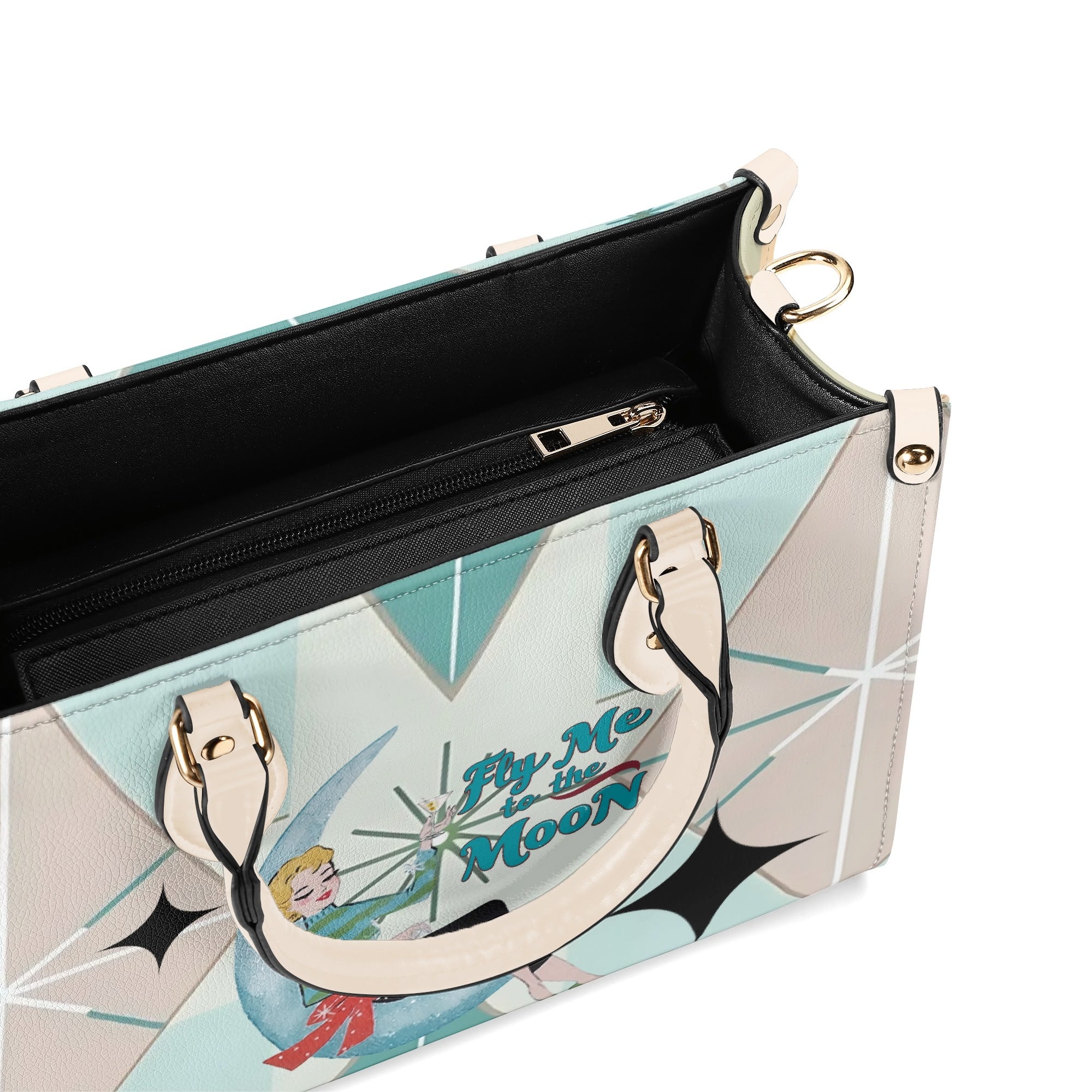 Fly Me To The Moon, Kitschy Mod Martini Gal, Mid Century Modern Gal Signature Handbag, Shoulder Bag - Mid Century Modern Gal