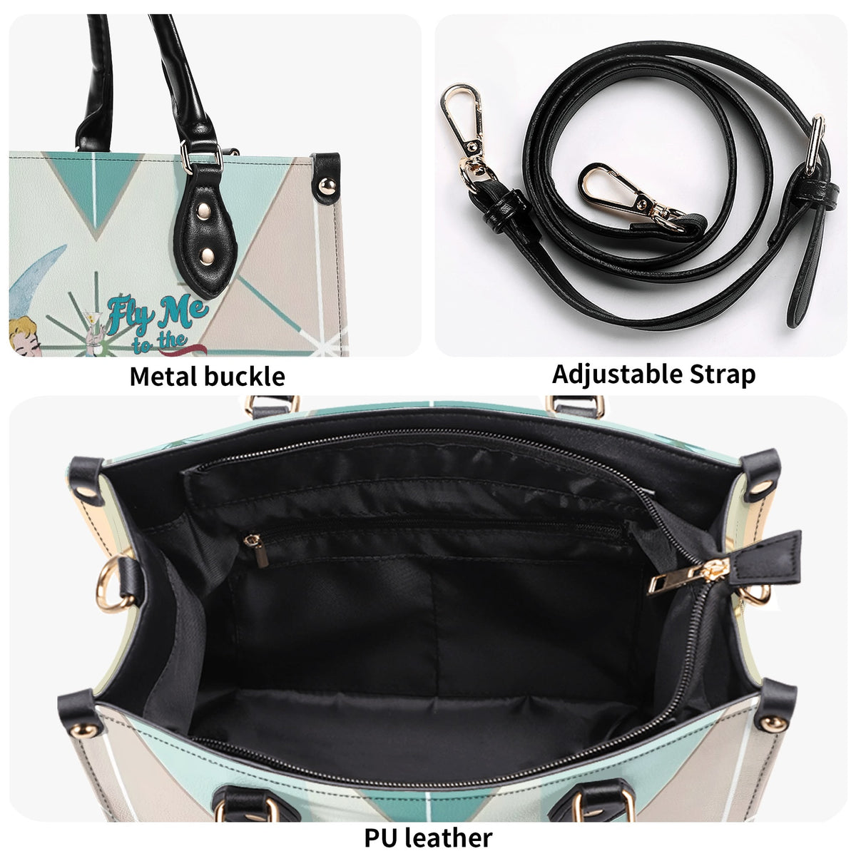 Fly Me To The Moon, Kitschy Mod Martini Gal, Mid Century Modern Gal Signature Handbag, Shoulder Bag - Mid Century Modern Gal