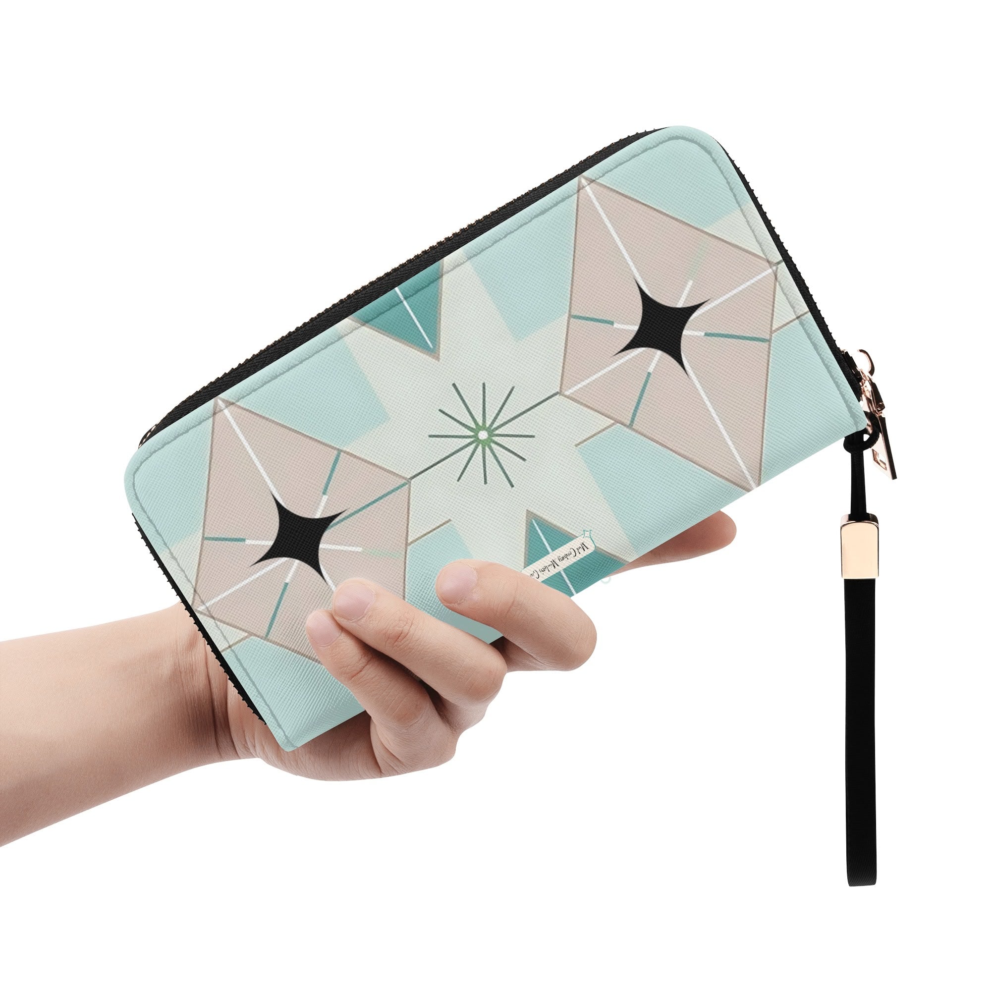 Mid Mod Gal, Kitschy Quirk Retro Wristlet Fly Me To The Moon MCM Atomic Everyday Carry Wallet - Mid Century Modern Gal