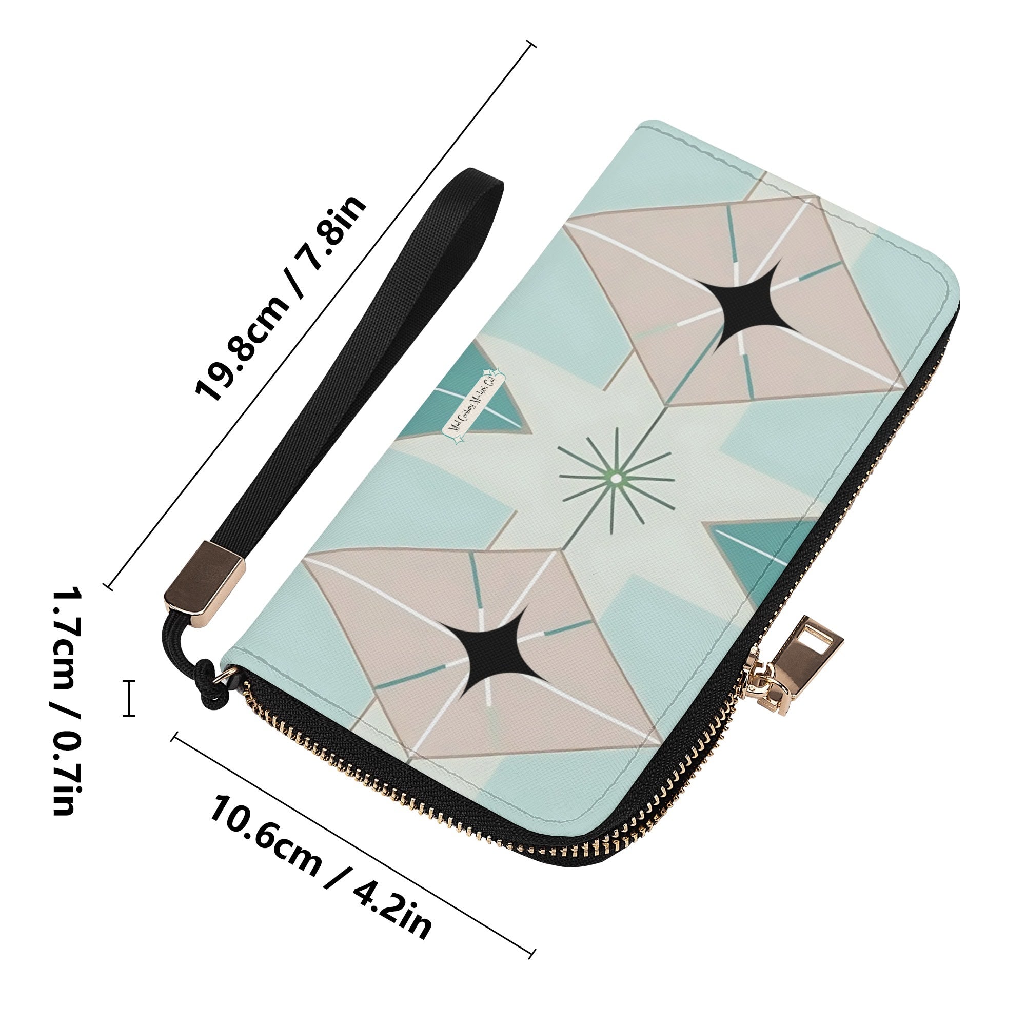 Mid Mod Gal, Kitschy Quirk Retro Wristlet Fly Me To The Moon MCM Atomic Everyday Carry Wallet - Mid Century Modern Gal