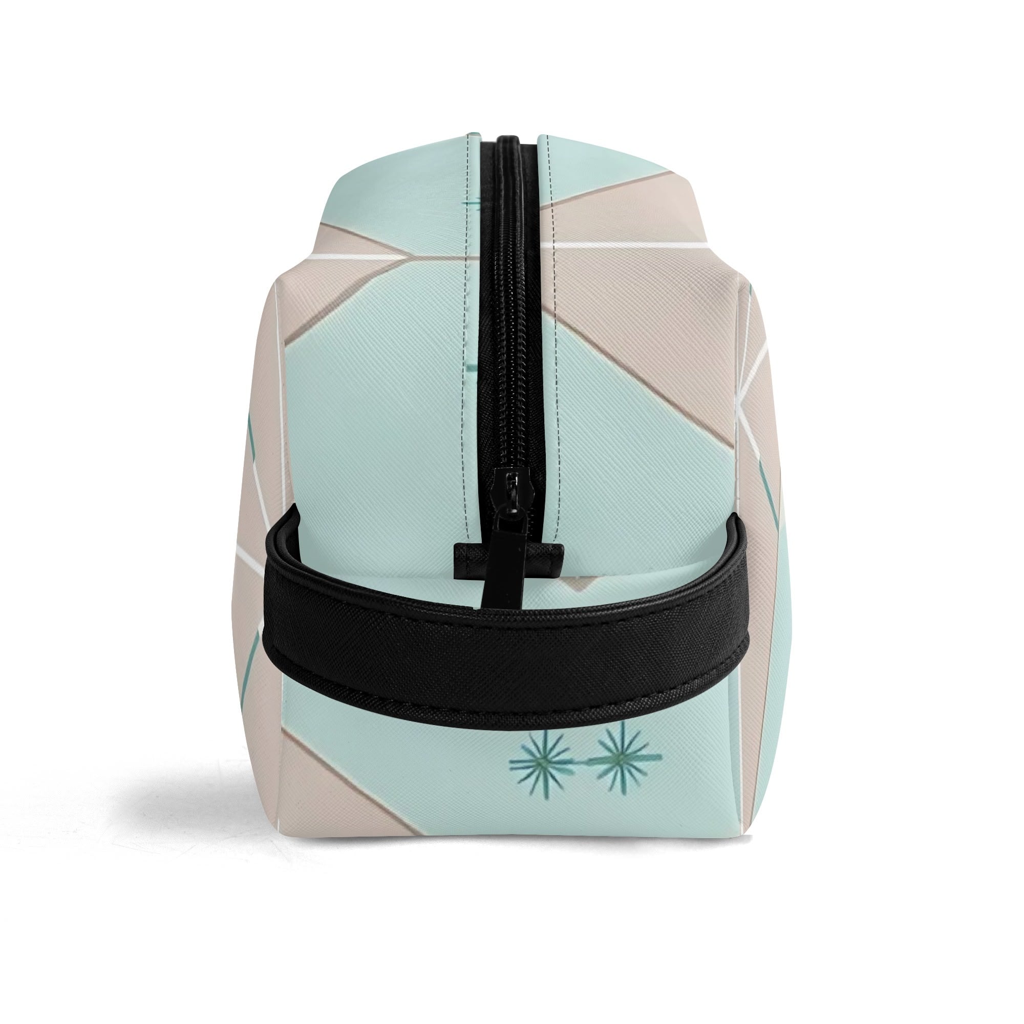 Kitschy Mod Gal Travel Toiletry Bag, Fly Me To The Moon Atomic Starbursts Cosmetic Organizer - Mid Century Modern Gal