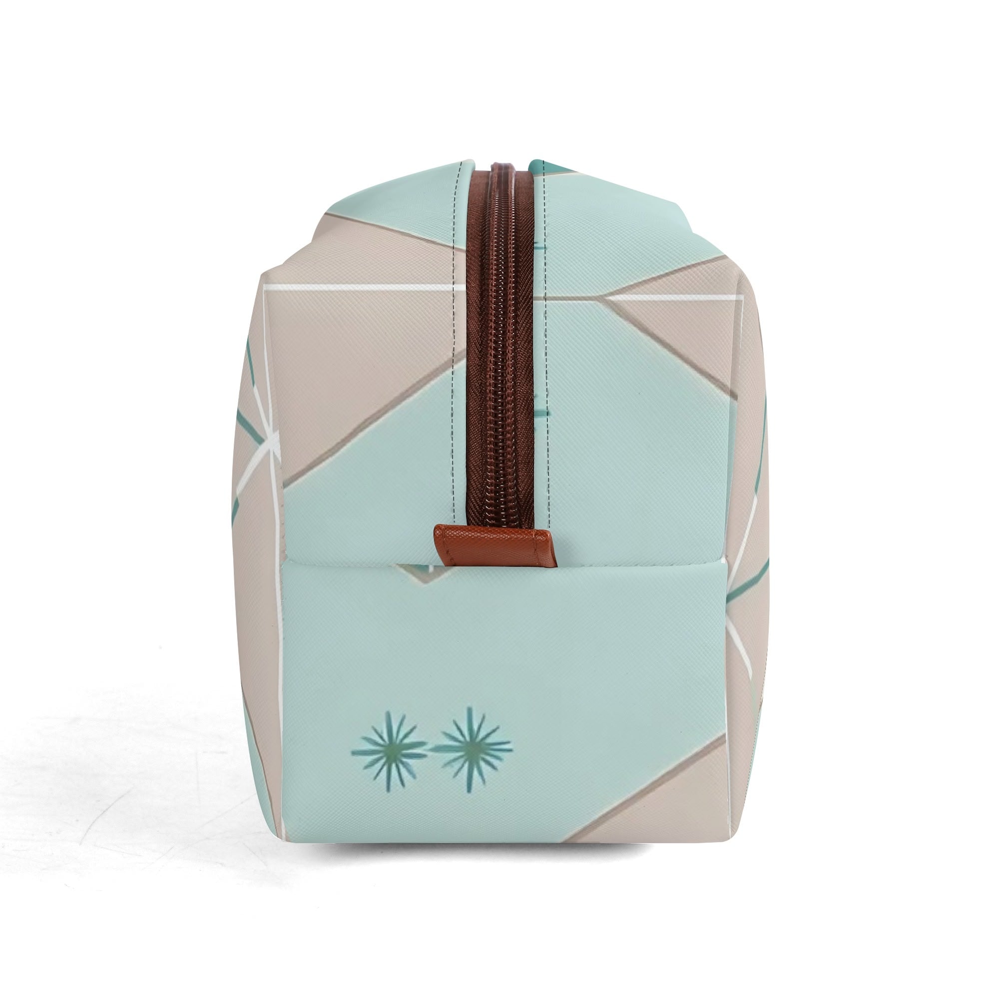 Kitschy Mod Gal Travel Toiletry Bag, Fly Me To The Moon Atomic Starbursts Cosmetic Organizer - Mid Century Modern Gal