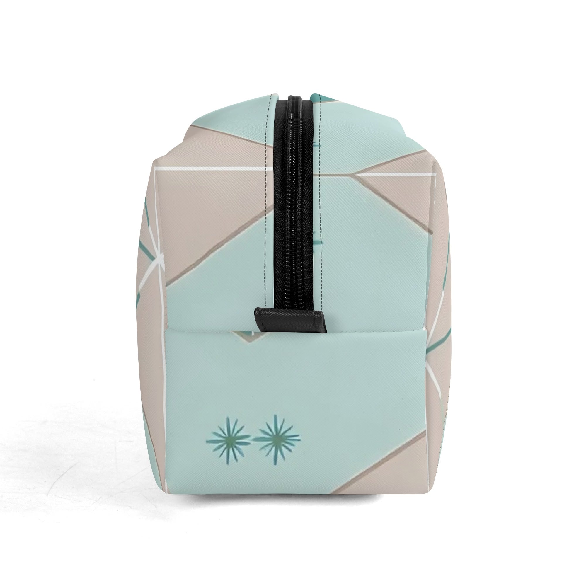 Kitschy Mod Gal Travel Toiletry Bag, Fly Me To The Moon Atomic Starbursts Cosmetic Organizer - Mid Century Modern Gal