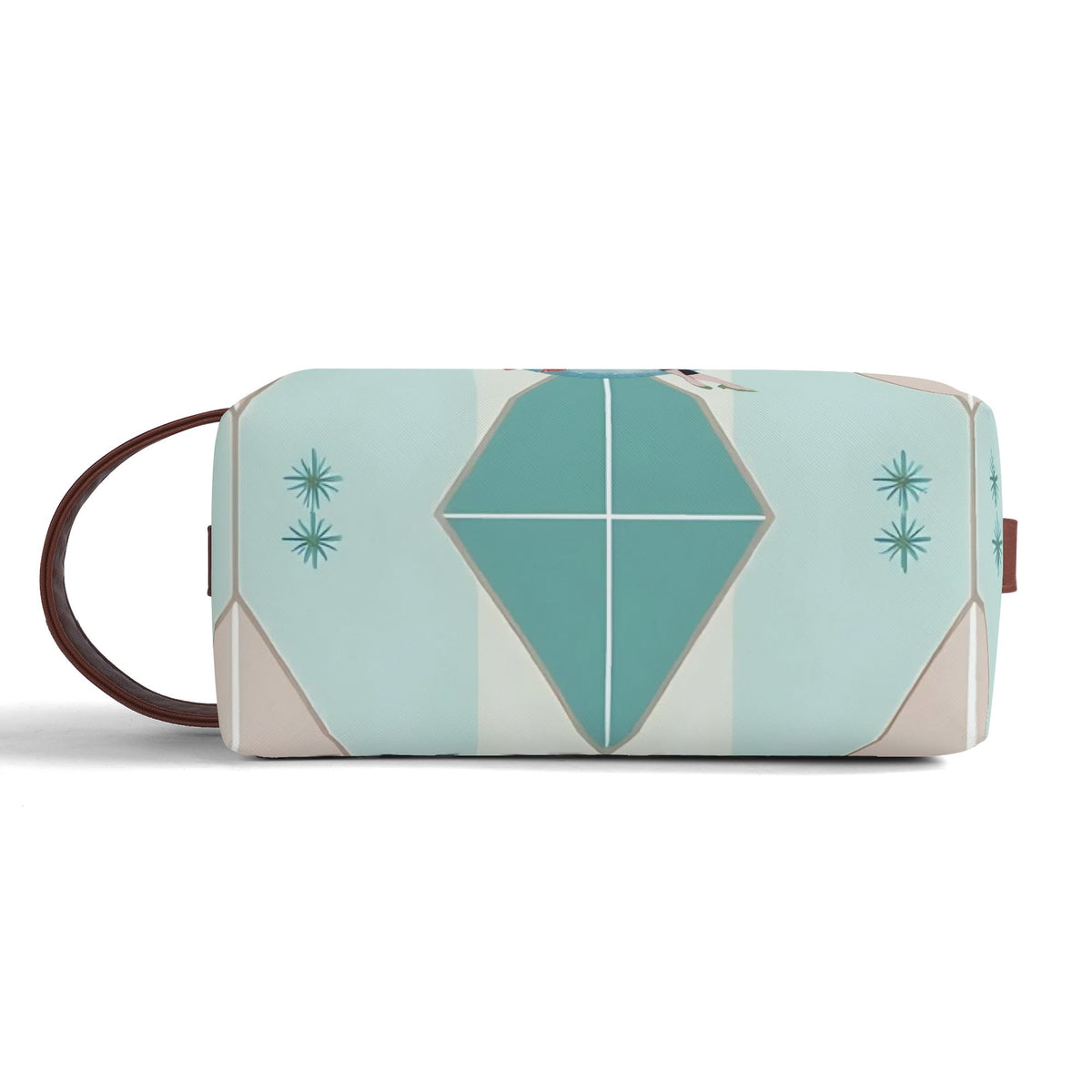 Kitschy Mod Gal Travel Toiletry Bag, Fly Me To The Moon Atomic Starbursts Cosmetic Organizer - Mid Century Modern Gal