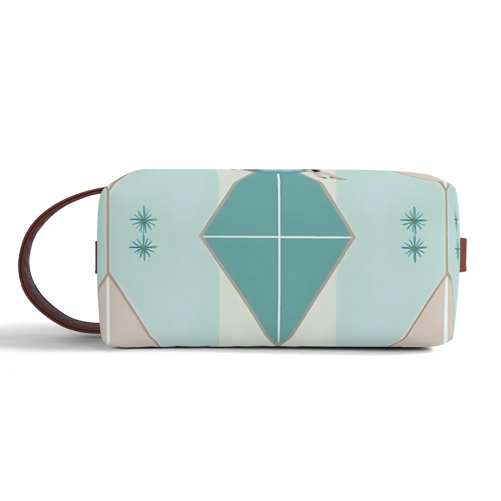 Kitschy Mod Gal Travel Toiletry Bag, Fly Me To The Moon Atomic Starbursts Cosmetic Organizer - Mid Century Modern Gal