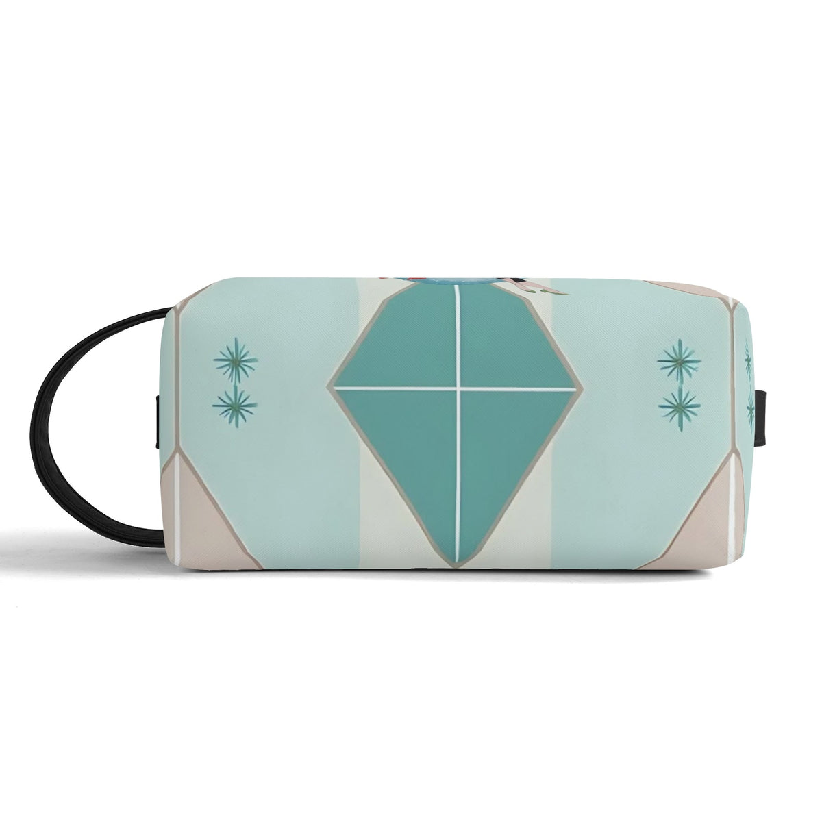 Kitschy Mod Gal Travel Toiletry Bag, Fly Me To The Moon Atomic Starbursts Cosmetic Organizer - Mid Century Modern Gal