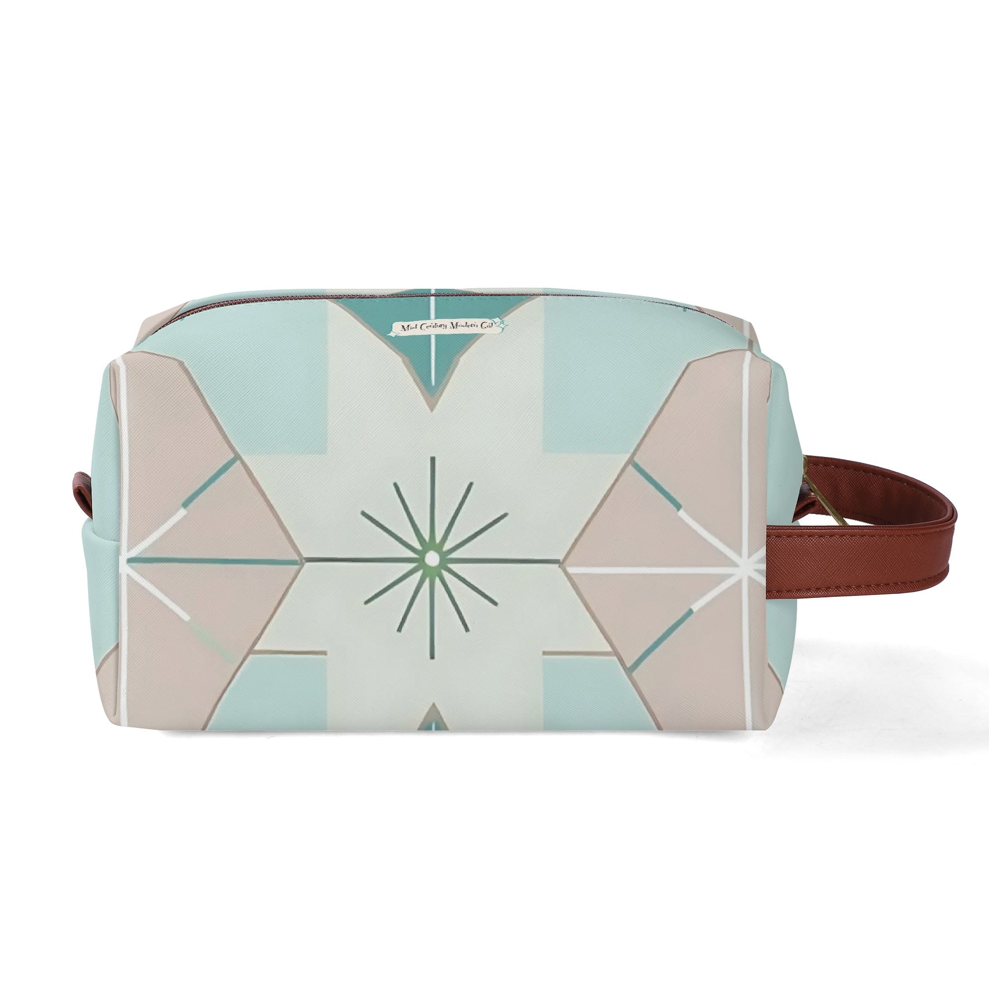 Kitschy Mod Gal Travel Toiletry Bag, Fly Me To The Moon Atomic Starbursts Cosmetic Organizer - Mid Century Modern Gal