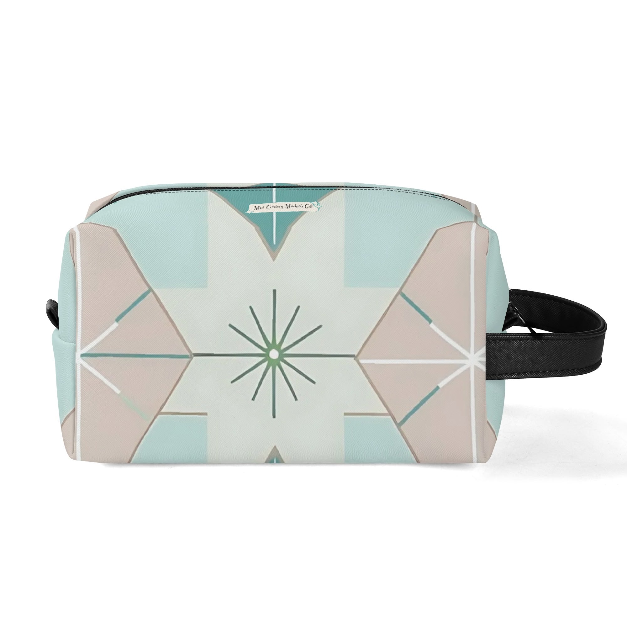 Kitschy Mod Gal Travel Toiletry Bag, Fly Me To The Moon Atomic Starbursts Cosmetic Organizer - Mid Century Modern Gal