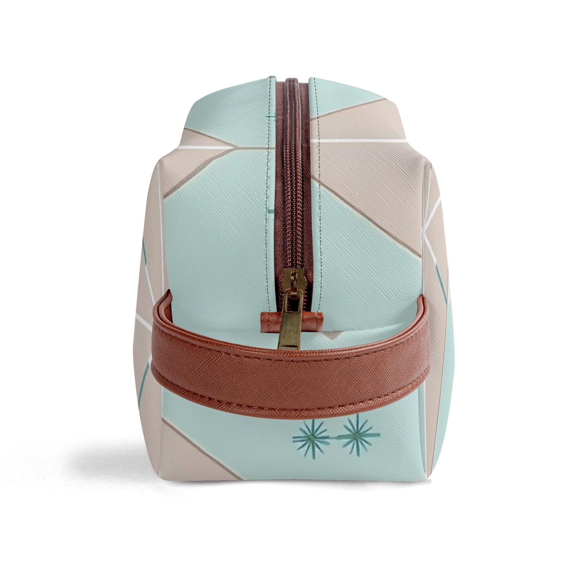 Kitschy Mod Gal Travel Toiletry Bag, Fly Me To The Moon Atomic Starbursts Cosmetic Organizer - Mid Century Modern Gal