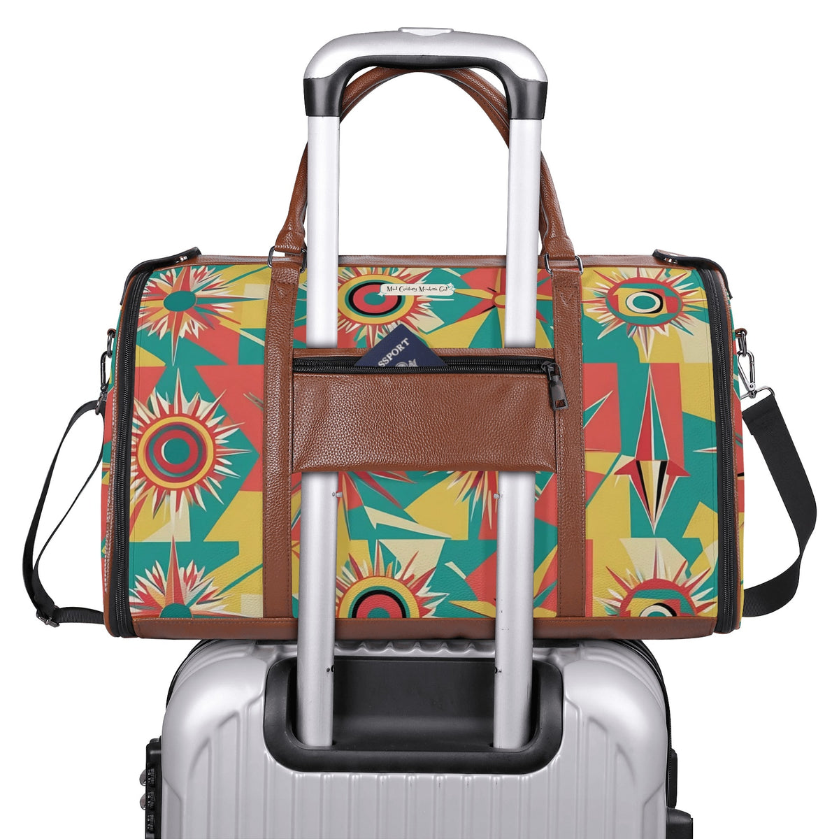 Retro Atomic Groovy Cat, Mid Century Modern Travel Bag, Foldable Duffle Bag - Mid Century Modern Gal