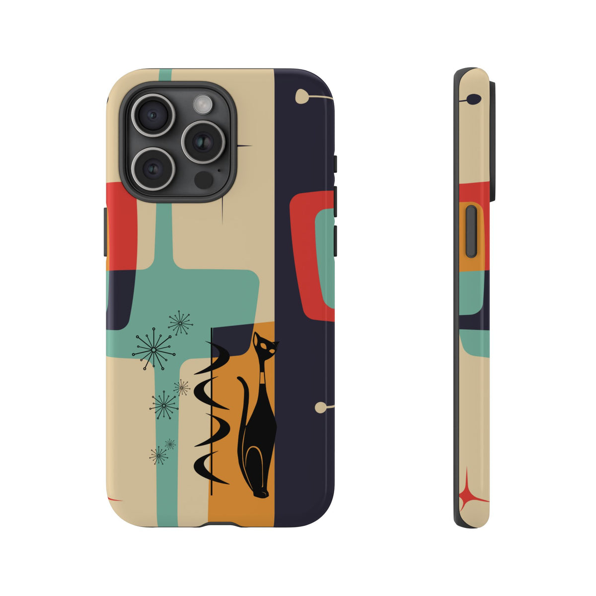 Mid Century Modern, Geometric, Atomic Cat Groovy Smart Phones Tough Phone Cases