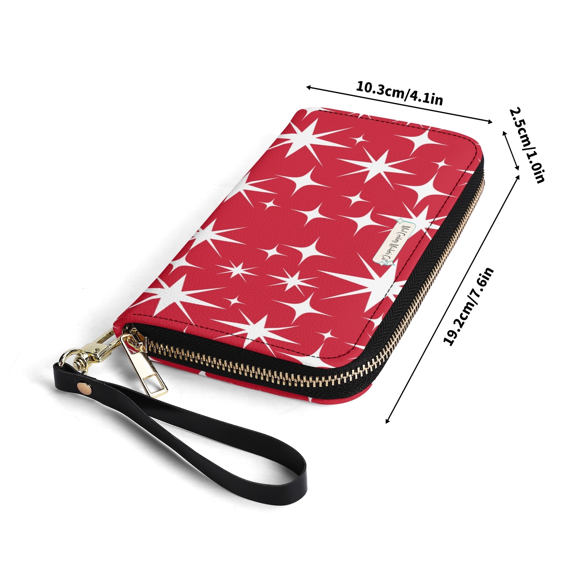 Mid Century Modern Red Atomic Starburst Christmas Kitschy Mod Gal Wristlet - Mid Century Modern Gal