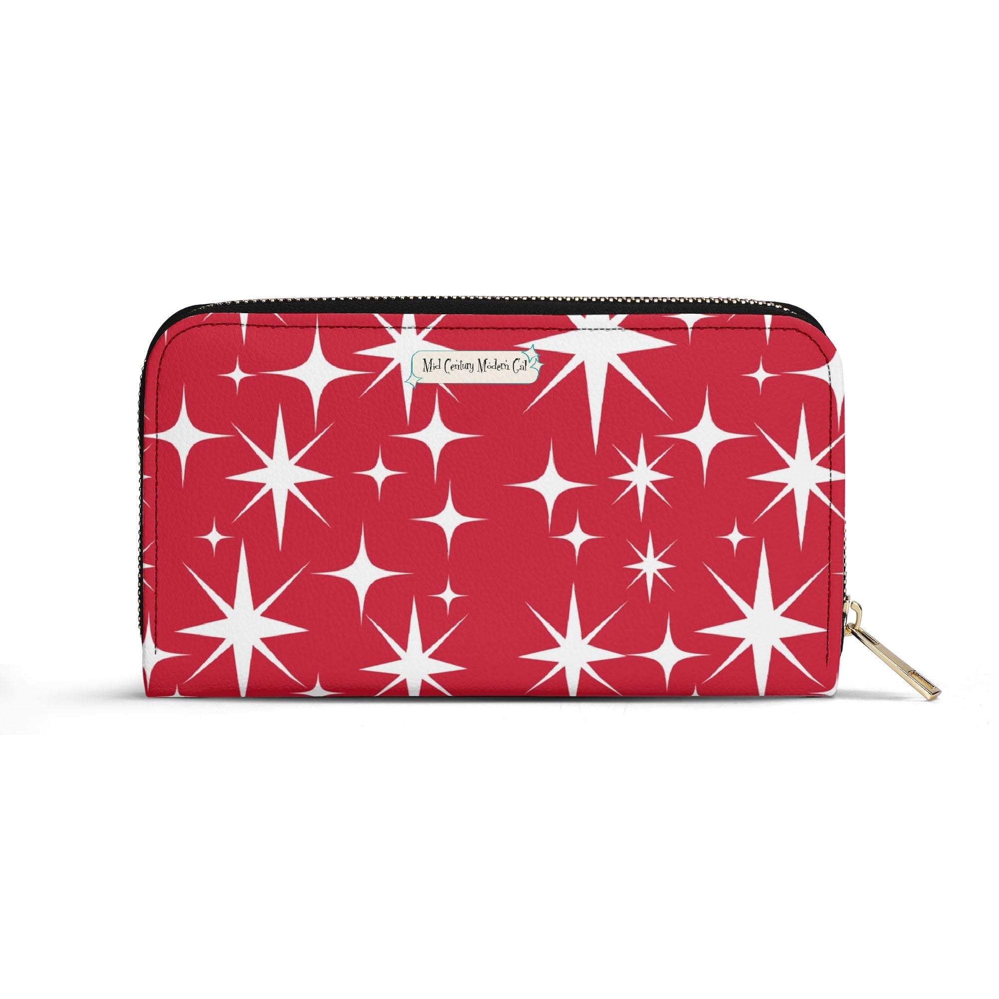 Mid Century Modern Red Atomic Starburst Christmas Kitschy Mod Gal Wristlet - Mid Century Modern Gal