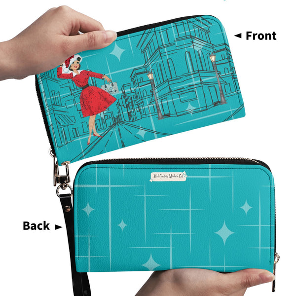 Mid Century Modern Christmas Mod Gal City Vibes Atomic Starburst Christmas Kitschy Mid Century Modern Wristlet