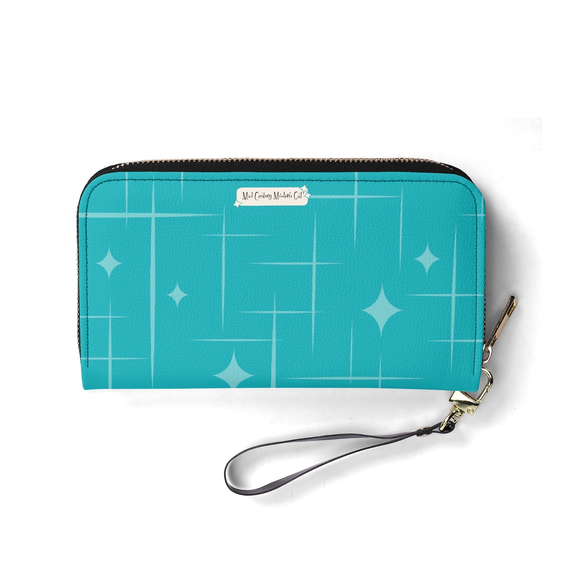 Mid Century Modern Christmas Mod Gal City Vibes Atomic Starburst Christmas Kitschy Mid Century Modern Wristlet - Mid Century Modern Gal