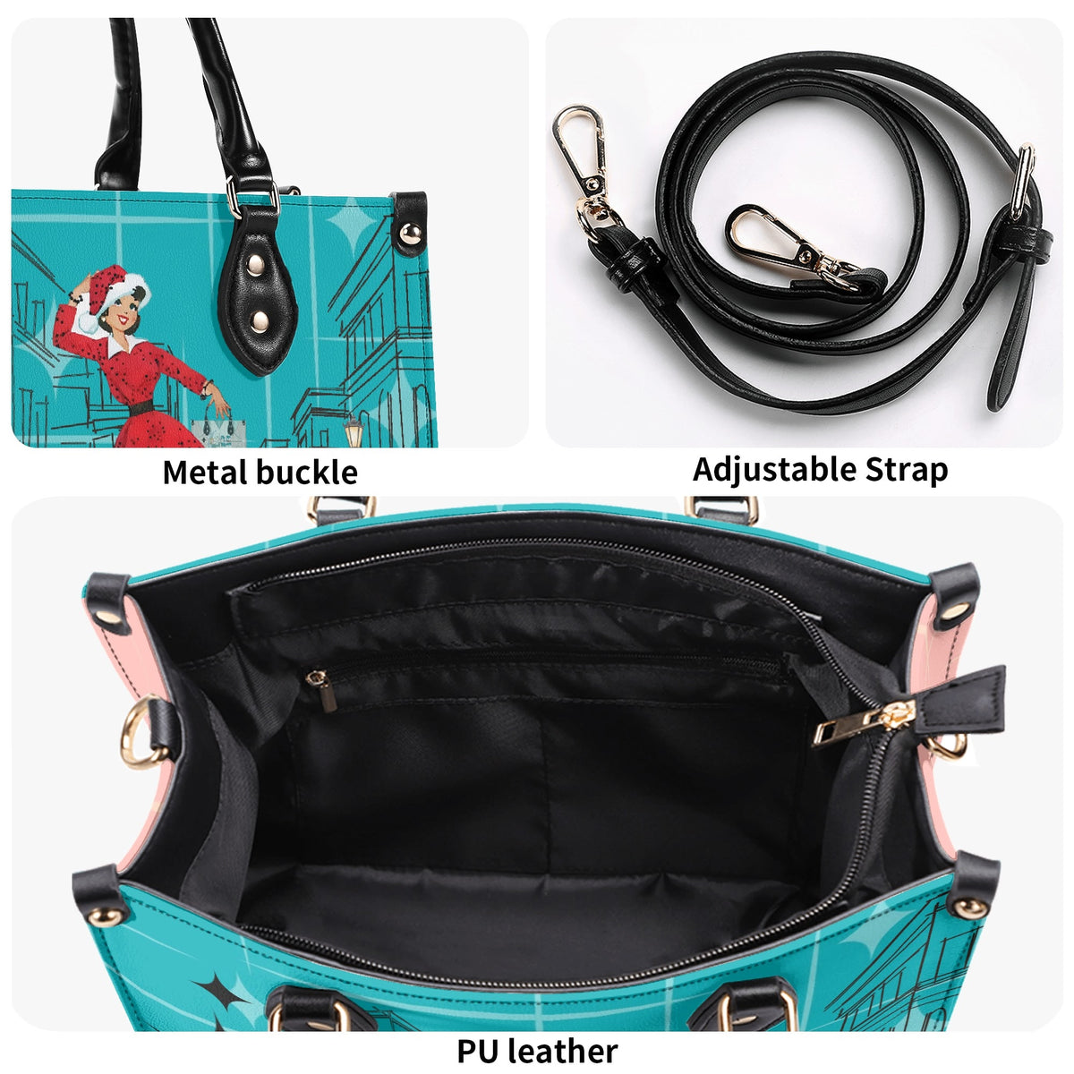 Mid Century Modern Christmas Mod Gal Signature Atomic Cat, Atomic Kitschy Handbag, Shoulder Bag - Mid Century Modern Gal