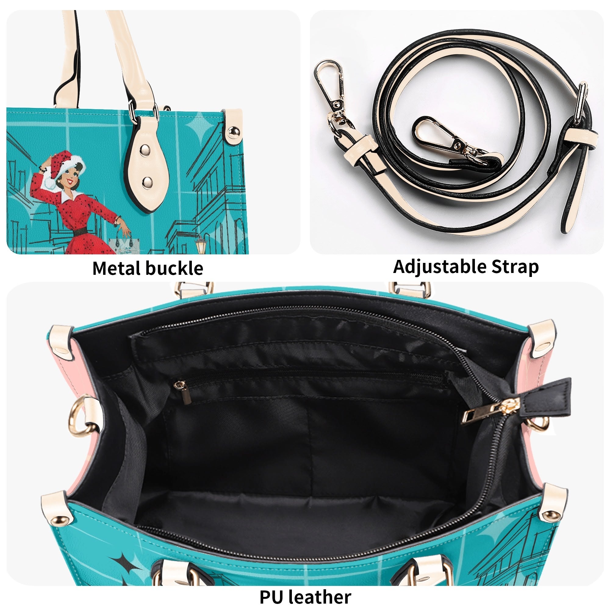 Mid Century Modern Christmas Mod Gal Signature Atomic Cat, Atomic Kitschy Handbag, Shoulder Bag - Mid Century Modern Gal