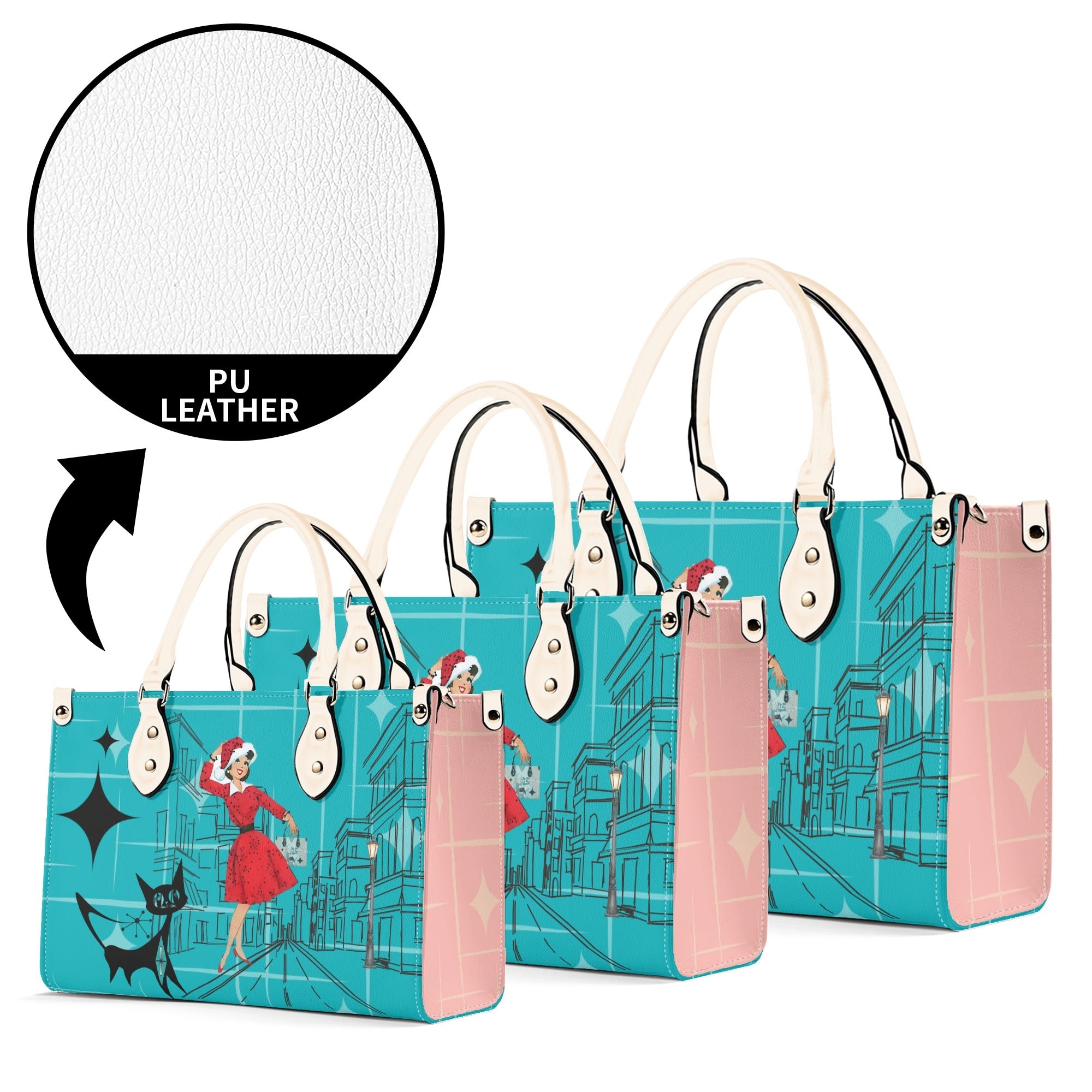 Mid Century Modern Christmas Mod Gal Signature Atomic Cat, Atomic Kitschy Handbag, Shoulder Bag - Mid Century Modern Gal