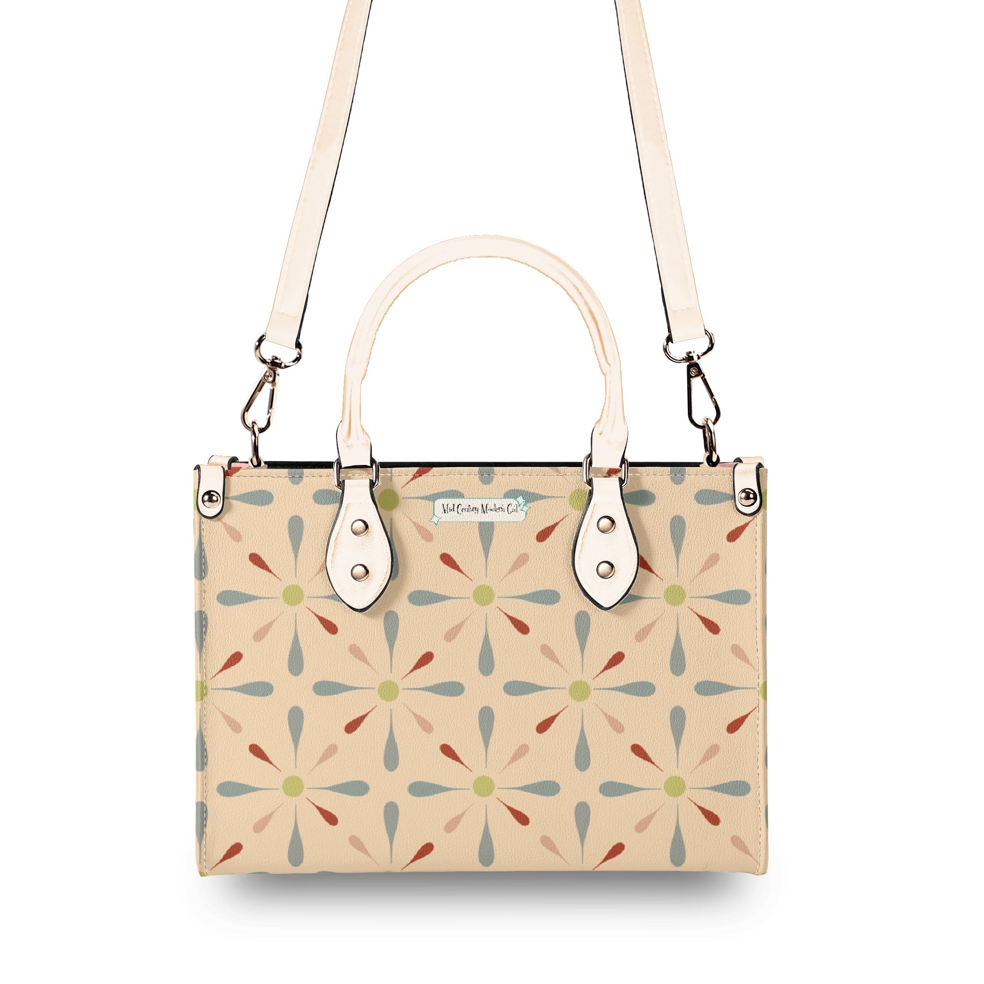 Mid Century Modern Christmas Retro Mod Gal Kitschy Mod Holiday Winter Handbag, Shoulder Bag - Mid Century Modern Gal