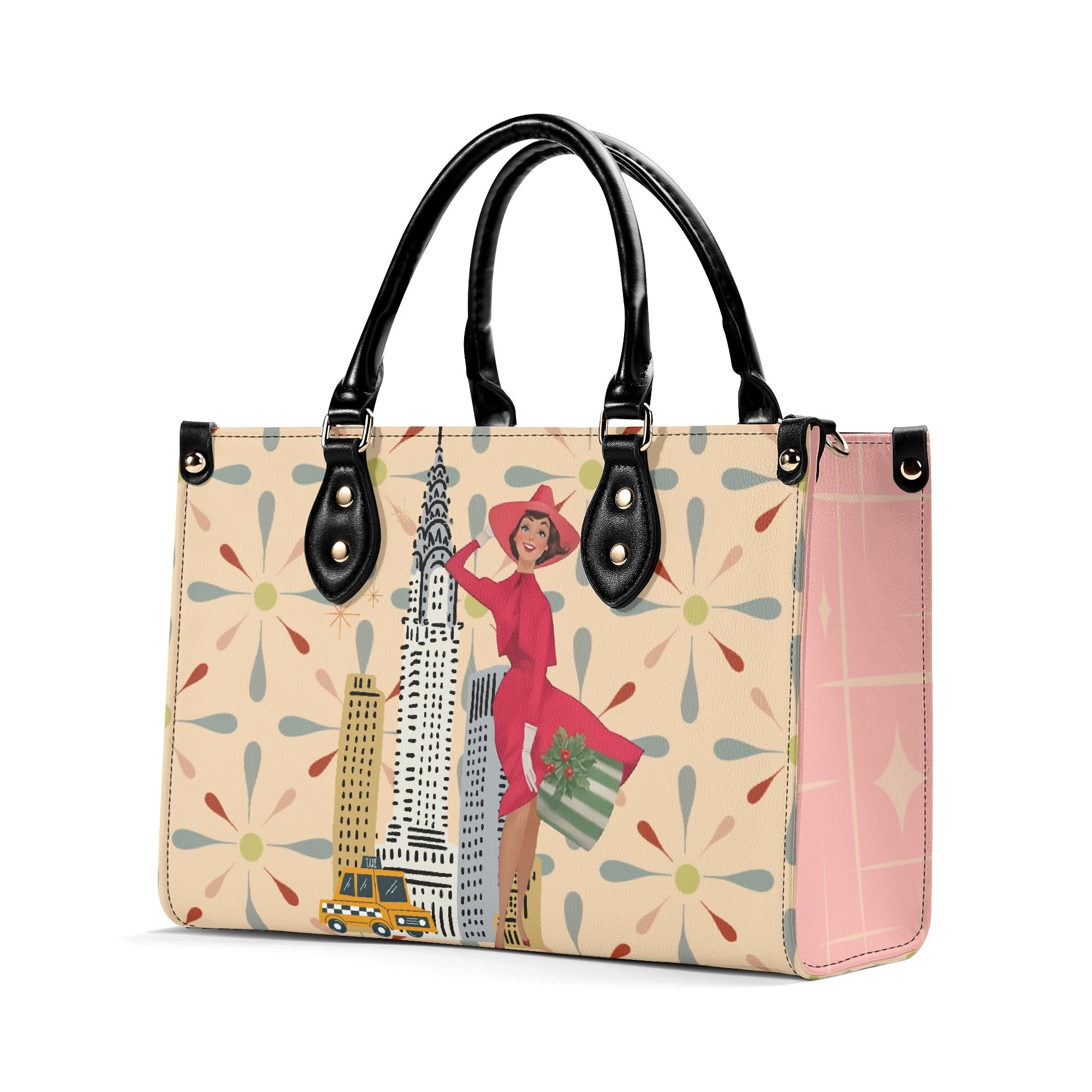Mid Century Modern Christmas Retro Mod Gal Kitschy Mod Holiday Winter Handbag, Shoulder Bag - Mid Century Modern Gal