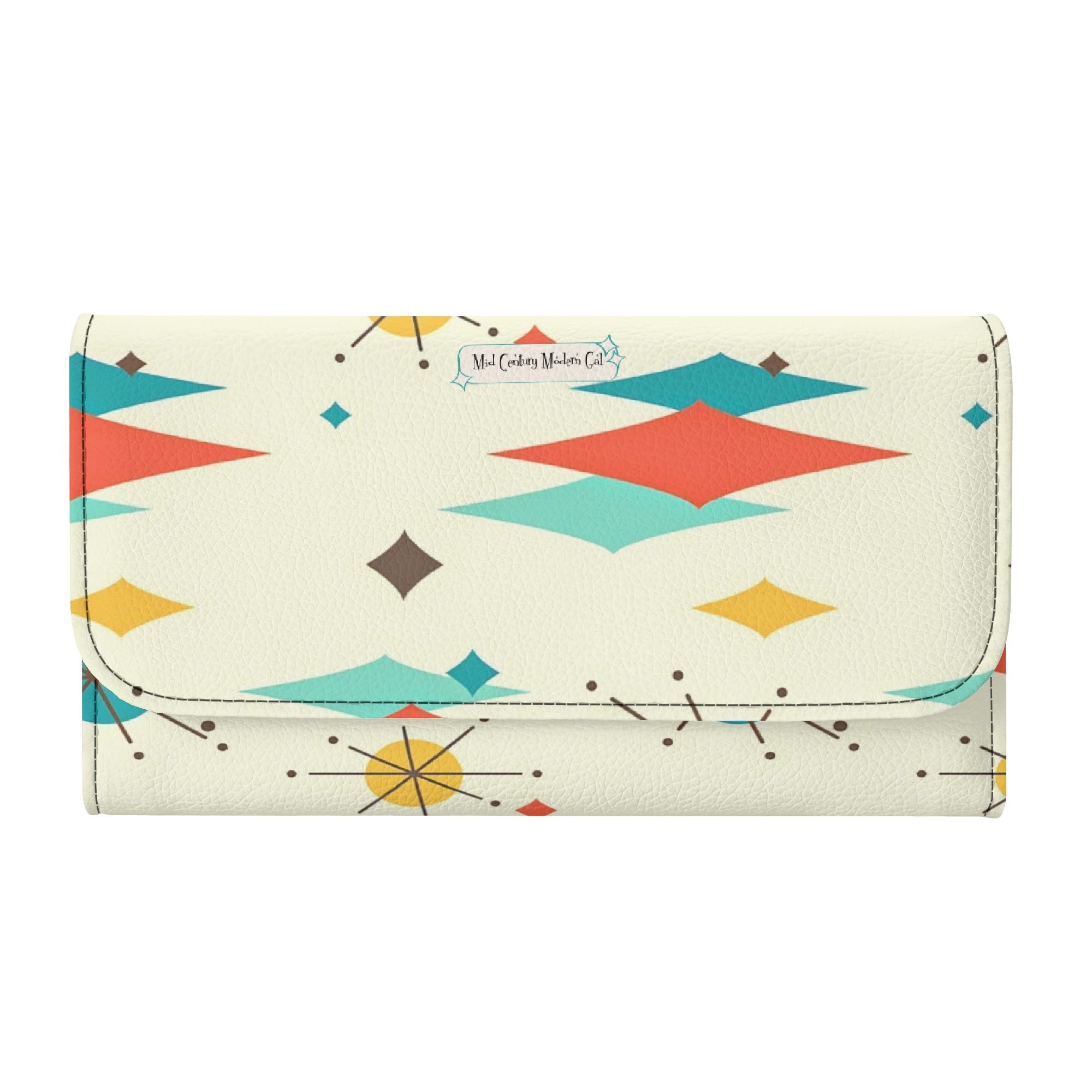 Atomic Cat Franciscan Starburst Retro Mid Mod Trifold Clutch Long Wallet - Mid Century Modern Gal