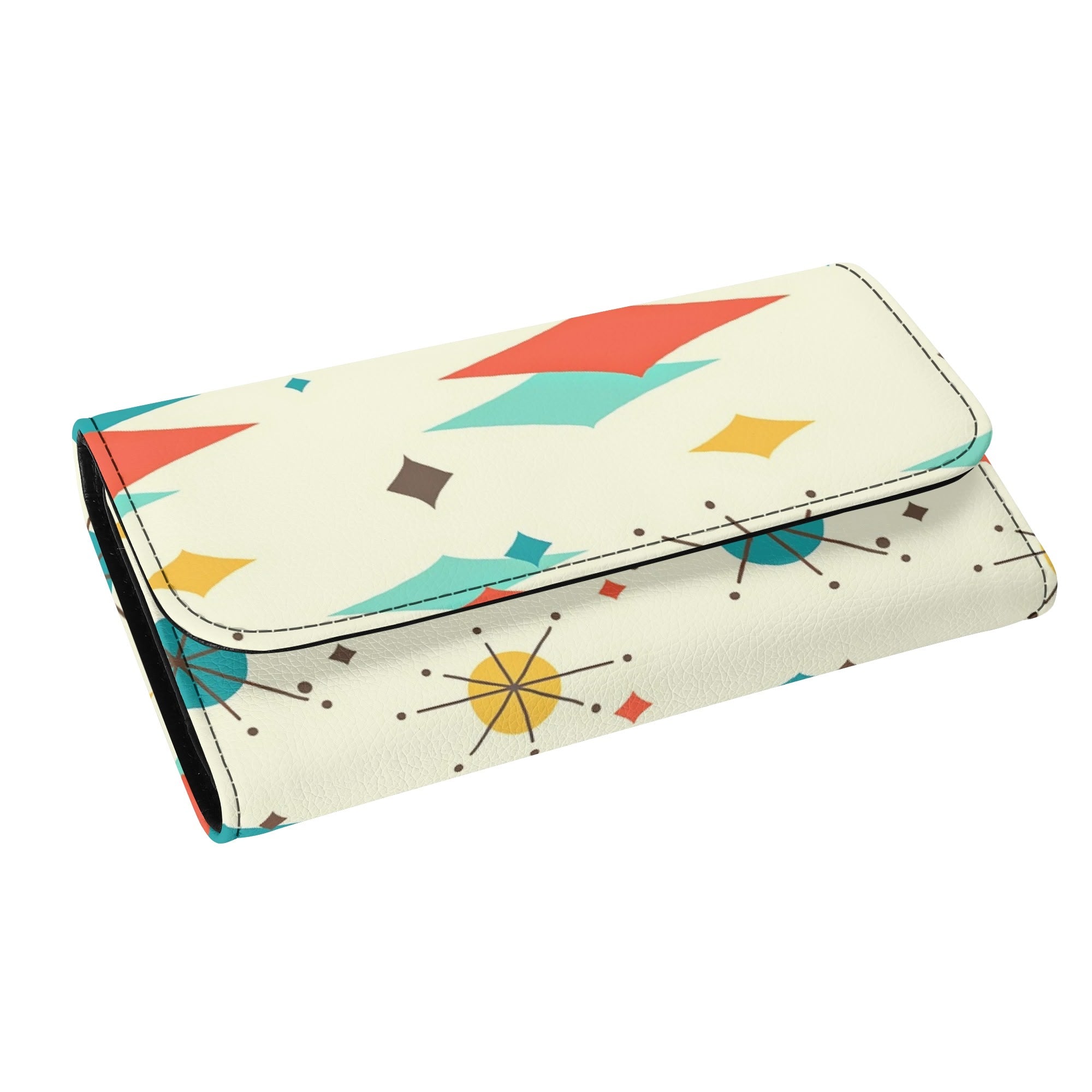 Atomic Cat Franciscan Starburst Retro Mid Mod Trifold Clutch Long Wallet - Mid Century Modern Gal