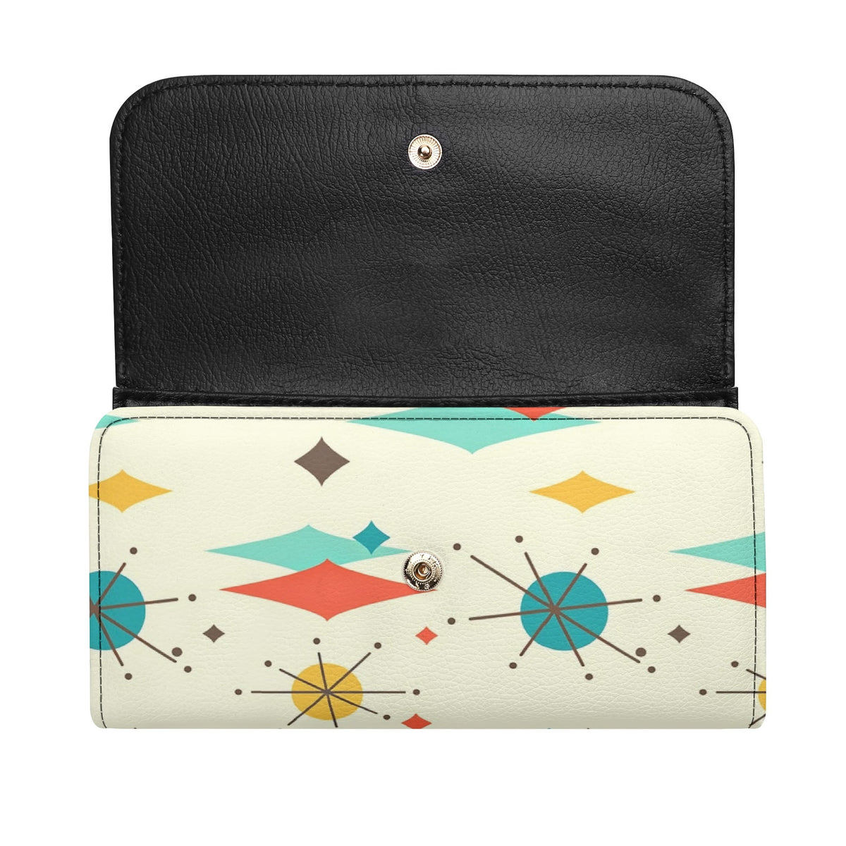 Atomic Cat Franciscan Starburst Retro Mid Mod Trifold Clutch Long Wallet - Mid Century Modern Gal