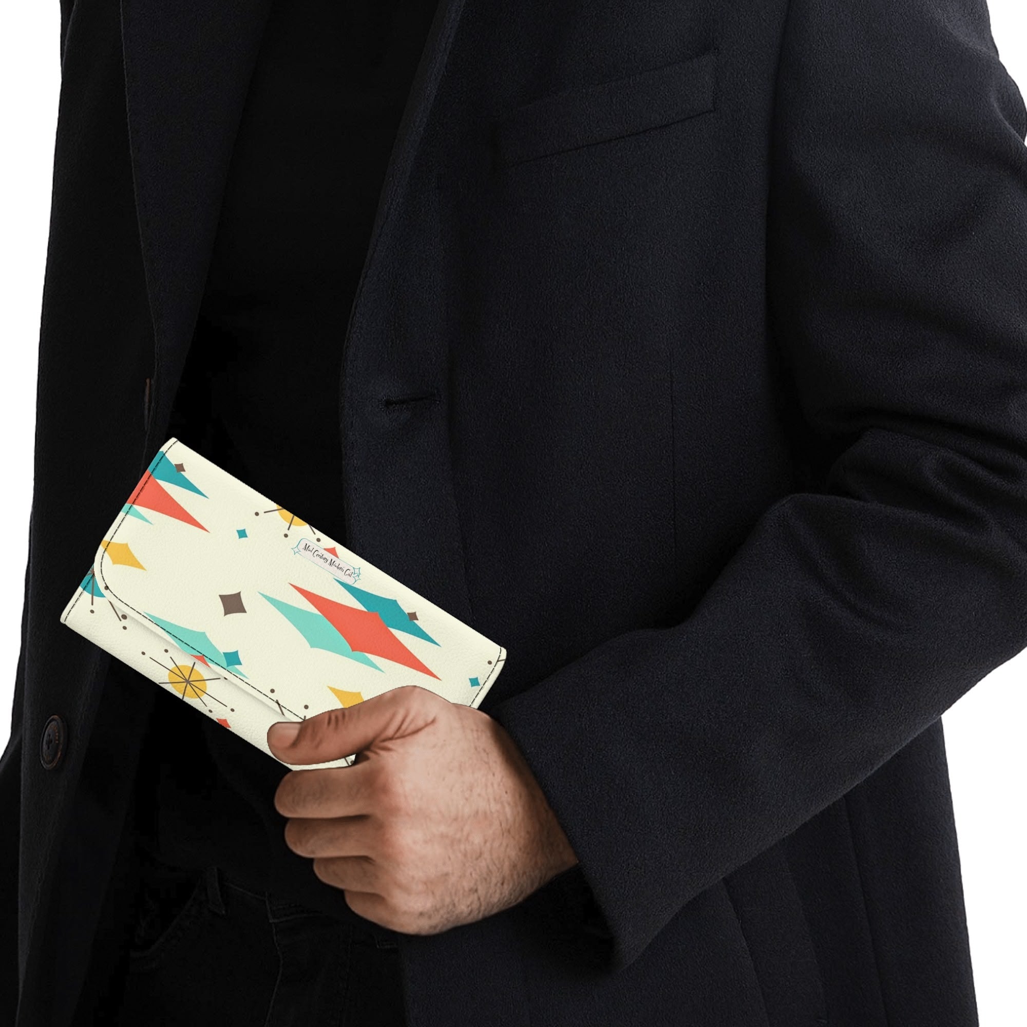 Atomic Cat Franciscan Starburst Retro Mid Mod Trifold Clutch Long Wallet - Mid Century Modern Gal