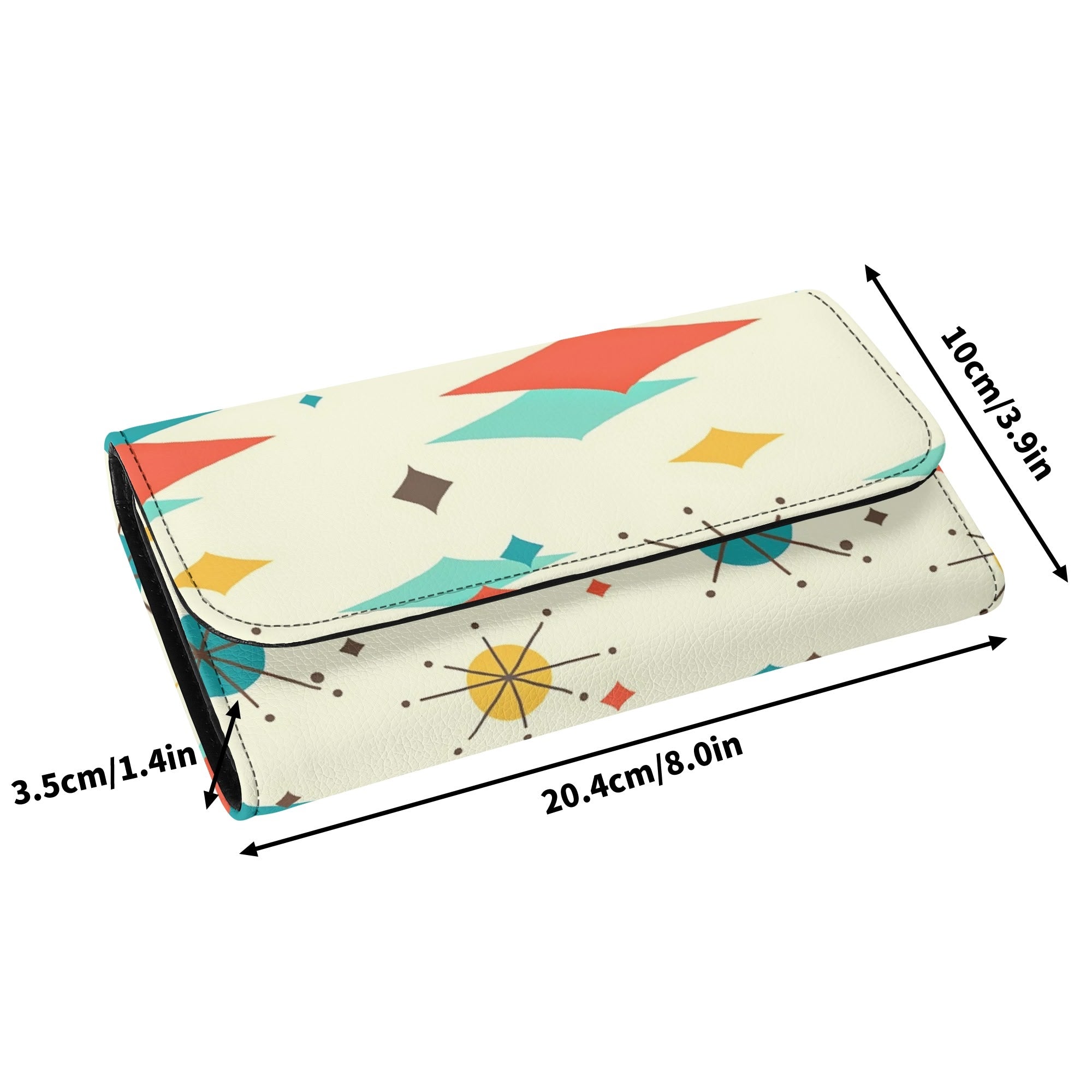 Atomic Cat Franciscan Starburst Retro Mid Mod Trifold Clutch Long Wallet - Mid Century Modern Gal
