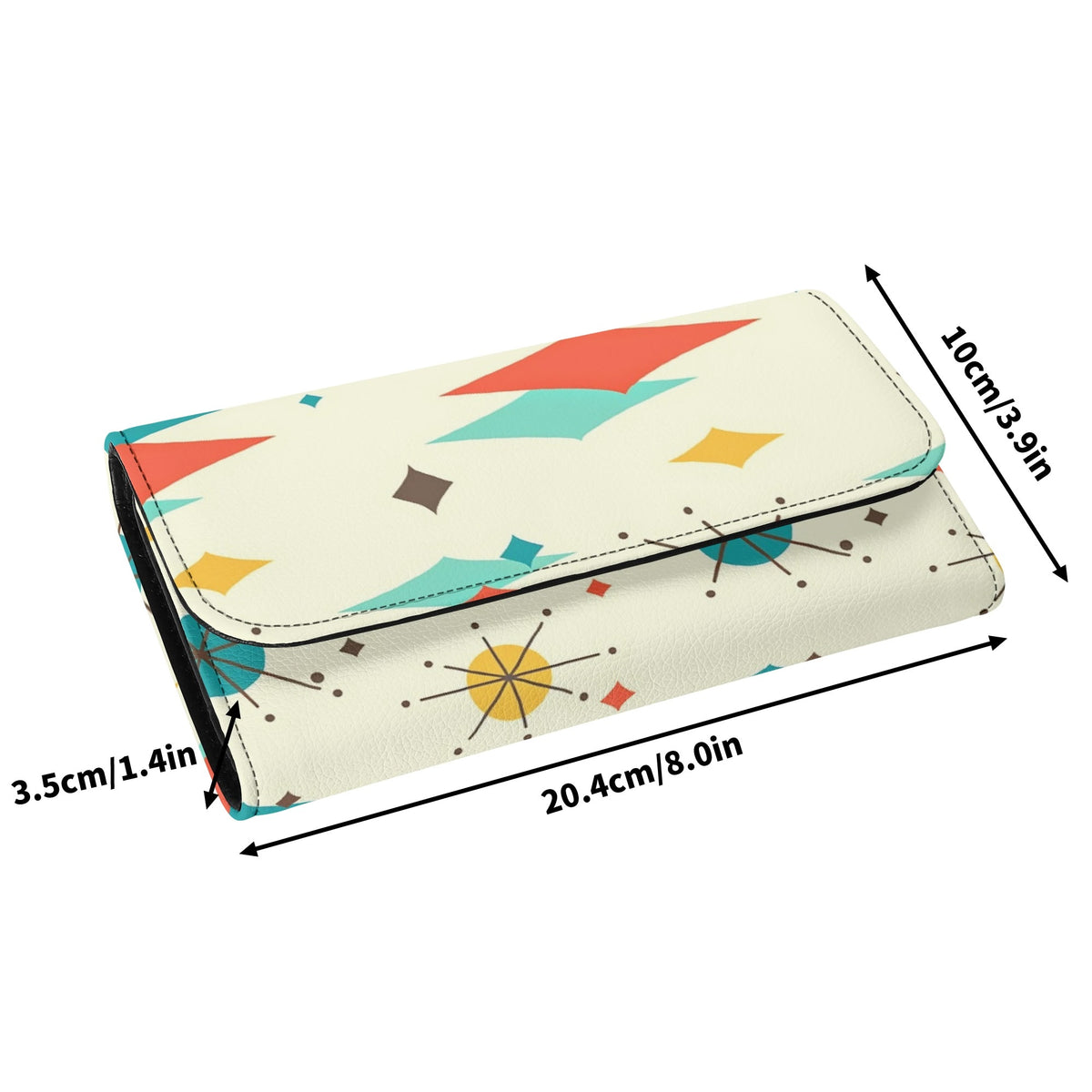 Atomic Cat Franciscan Starburst Retro Mid Mod Trifold Clutch Long Wallet - Mid Century Modern Gal