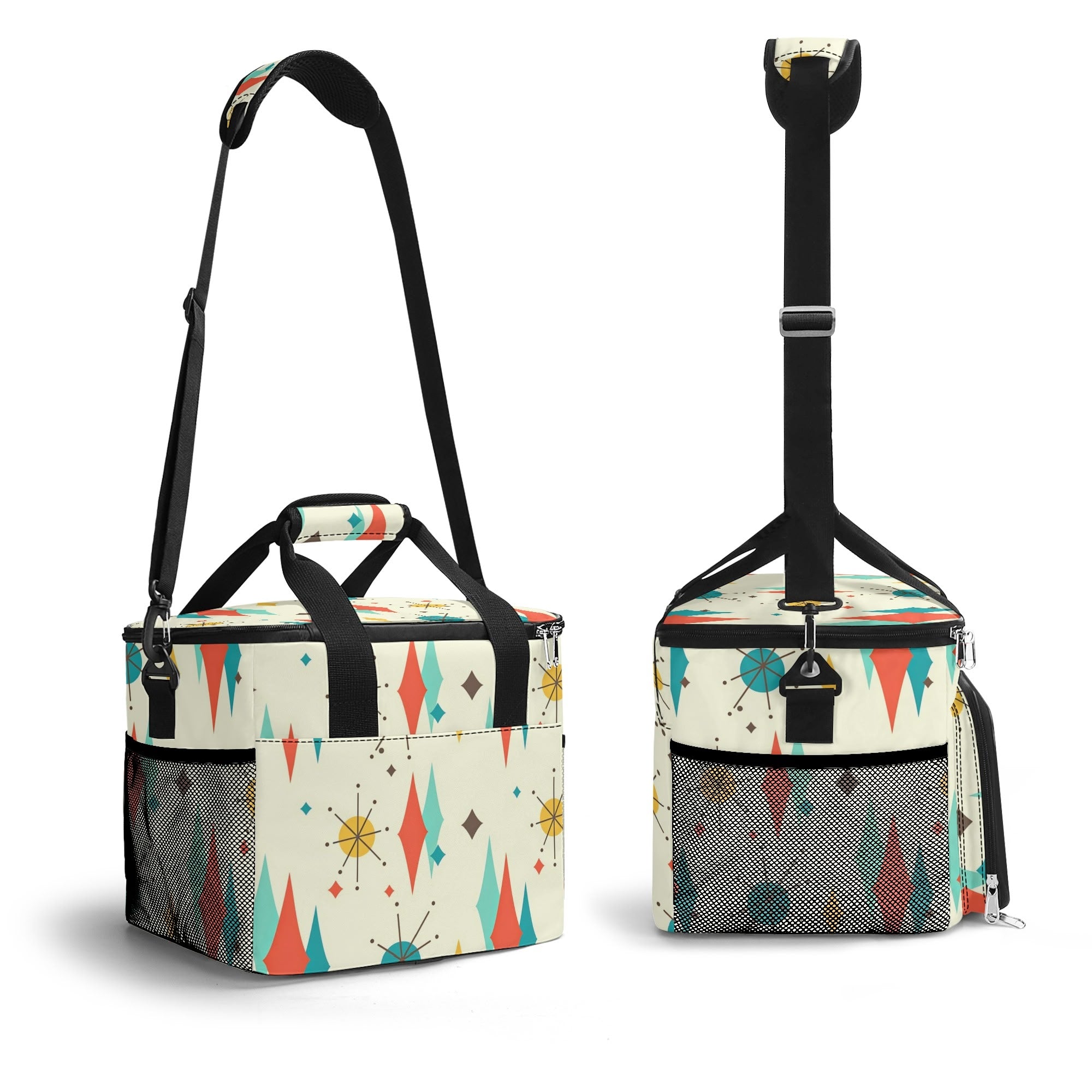 Atomic Retro Black Cat Franciscan Starburst Insulated Cooler Pool Beach Bag - Mid Century Modern Gal