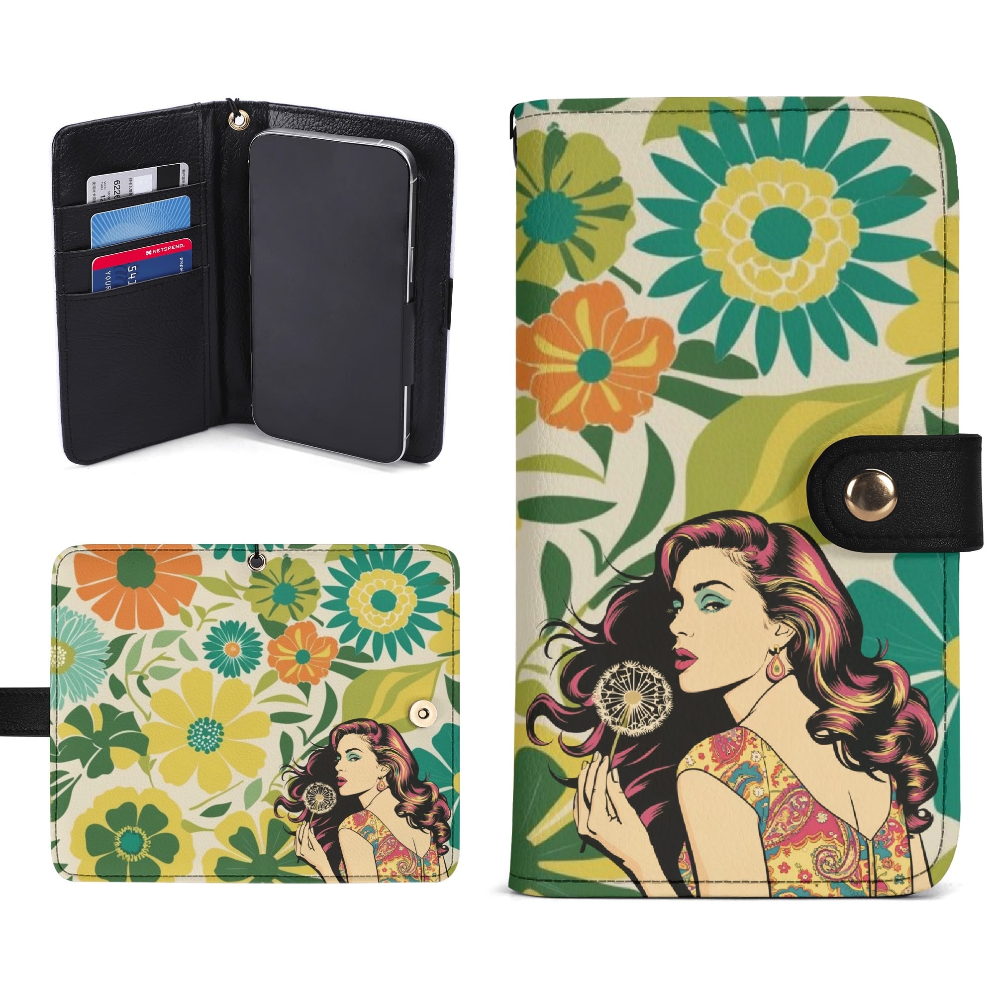 Groovy Flower Power Retro Mod Phone Flip Case Mobile Phone - Mid Century Modern Gal