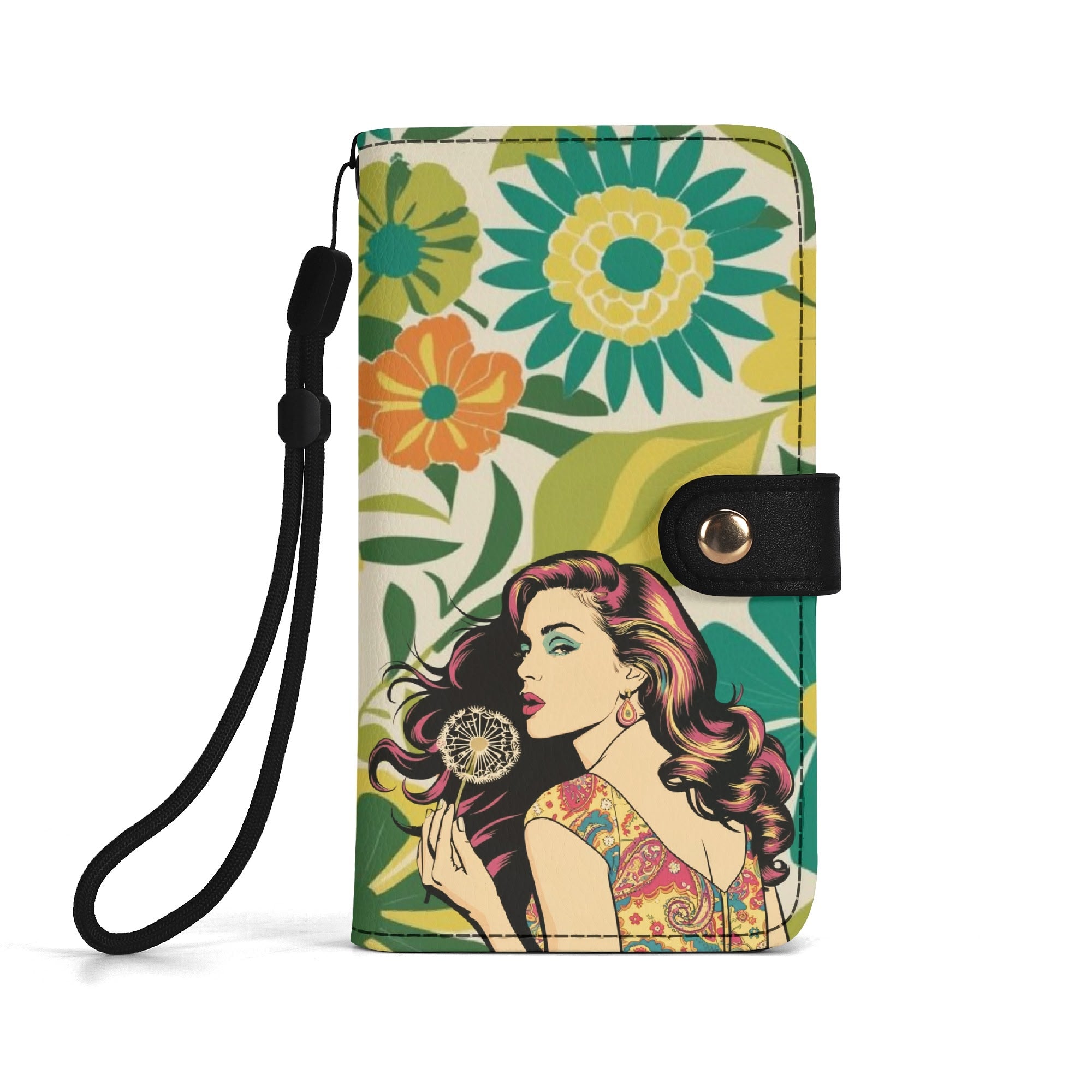 Groovy Flower Power Retro Mod Phone Flip Case Mobile Phone - Mid Century Modern Gal