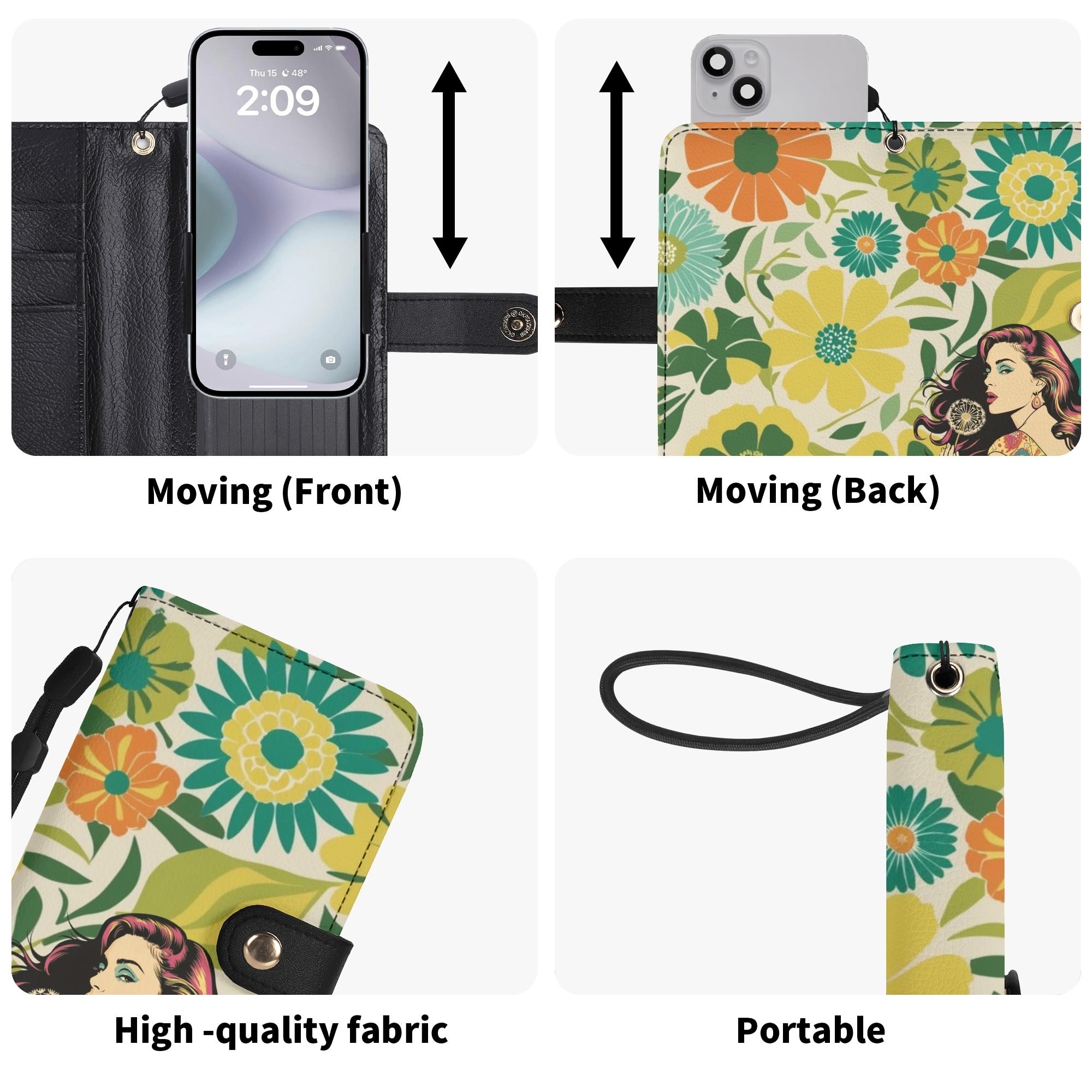 Groovy Flower Power Retro Mod Phone Flip Case Mobile Phone - Mid Century Modern Gal
