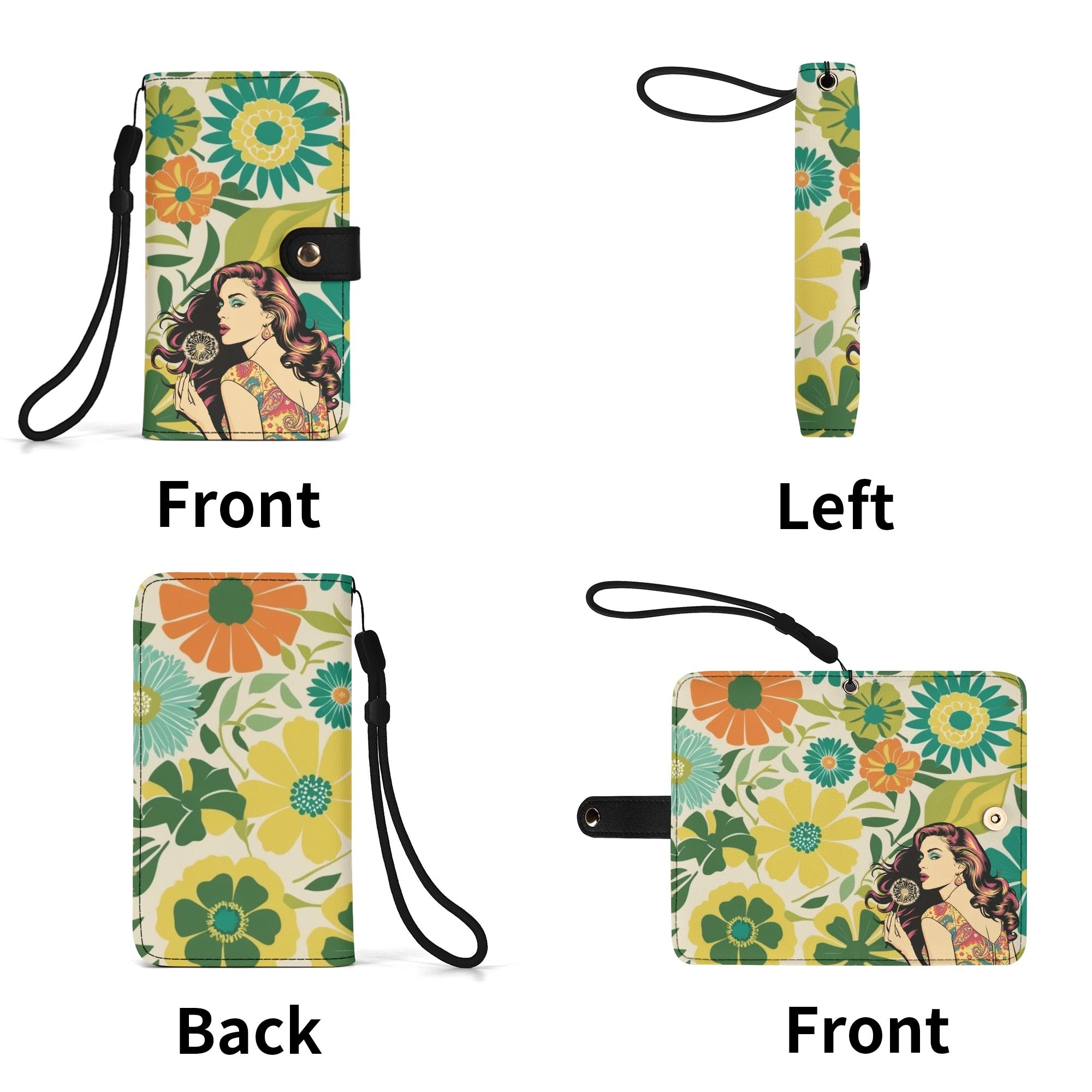Groovy Flower Power Retro Mod Phone Flip Case Mobile Phone - Mid Century Modern Gal