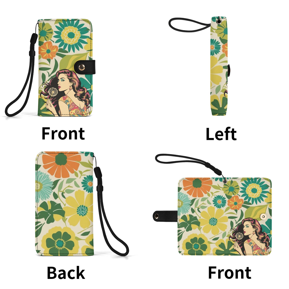 Groovy Flower Power Retro Mod Phone Flip Case Mobile Phone - Mid Century Modern Gal