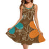 70s Groovy Mid Mod Flower Summer Womens Tank Dress Midi Wrap Round Neck Sleeveless Sundress - Mid Century Modern Gal