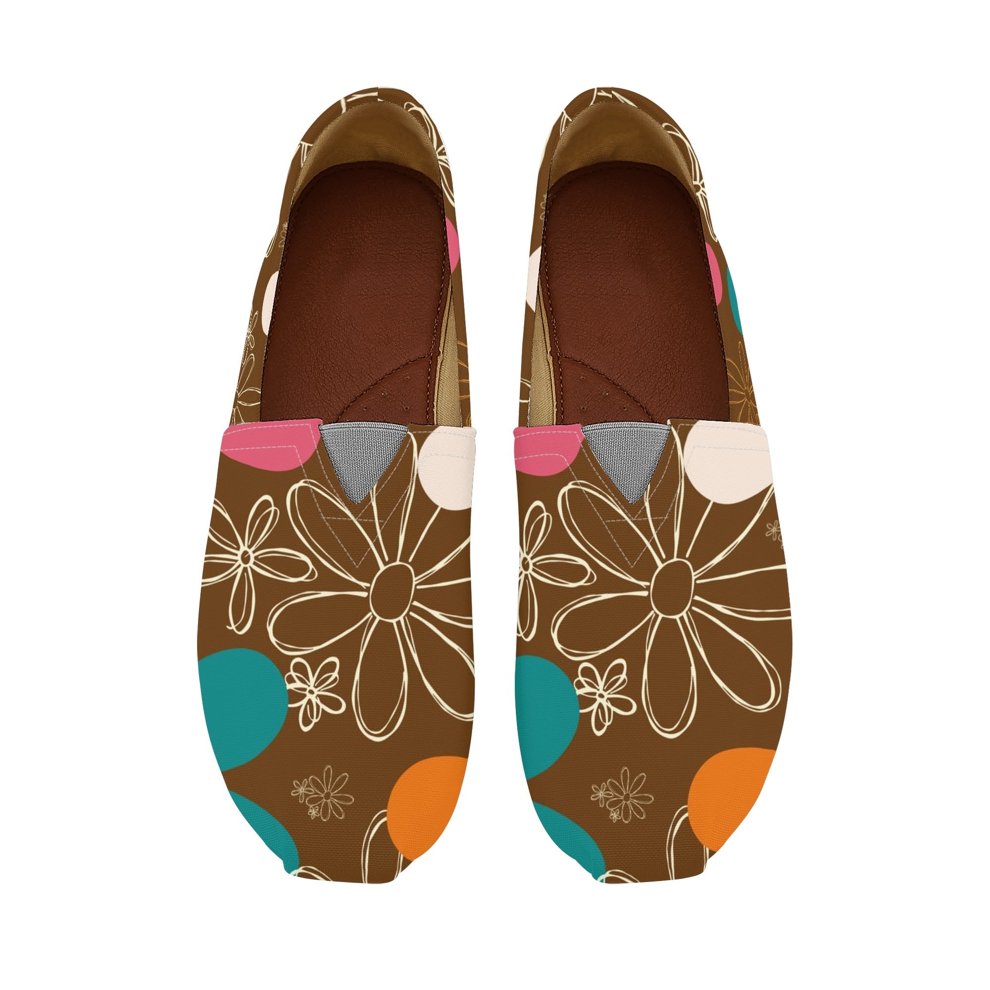 Retro 70s Flower Power Groovy Mod Comfy Womens Casual Shoes - Mid Century Modern Gal