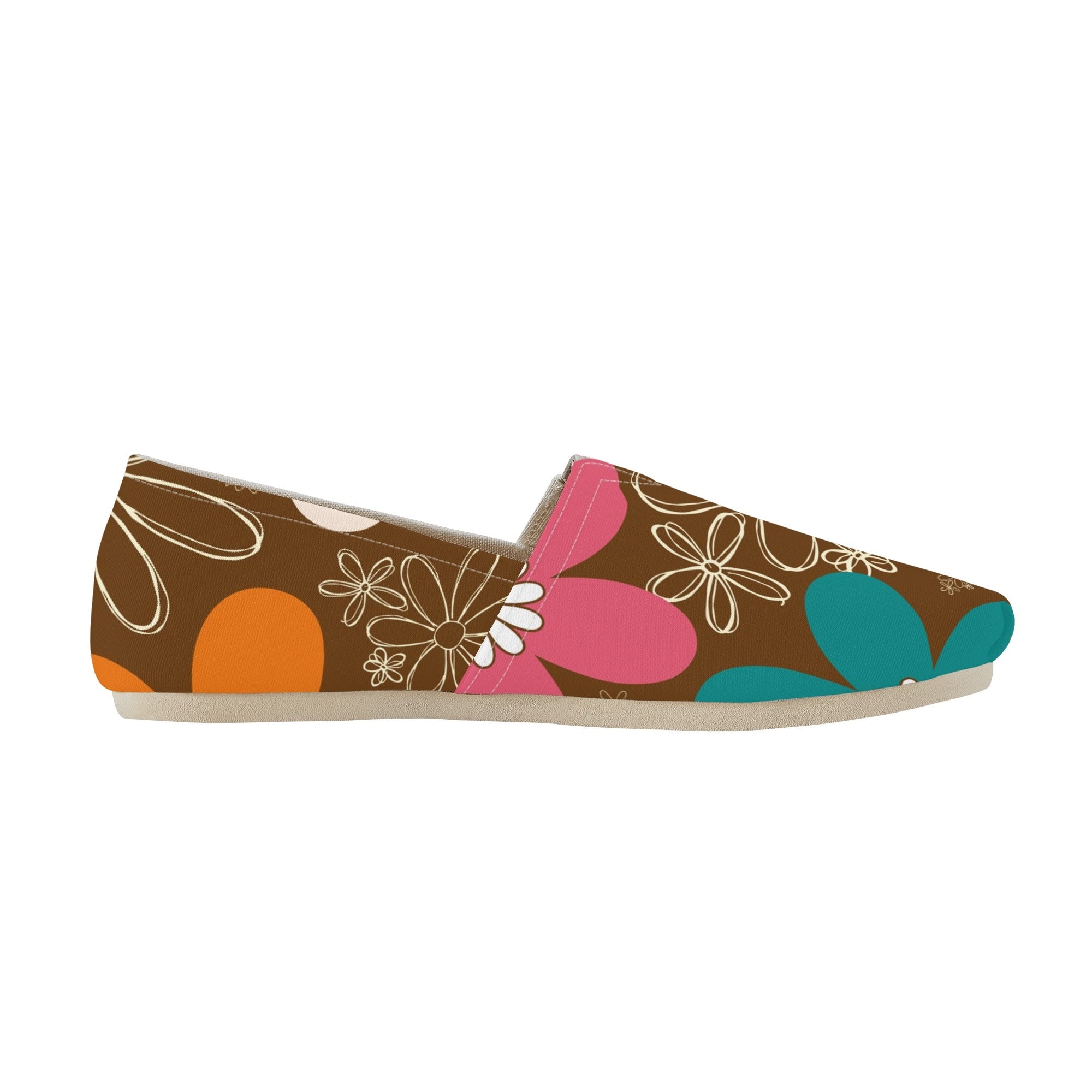 Retro 70s Flower Power Groovy Mod Comfy Womens Casual Shoes - Mid Century Modern Gal