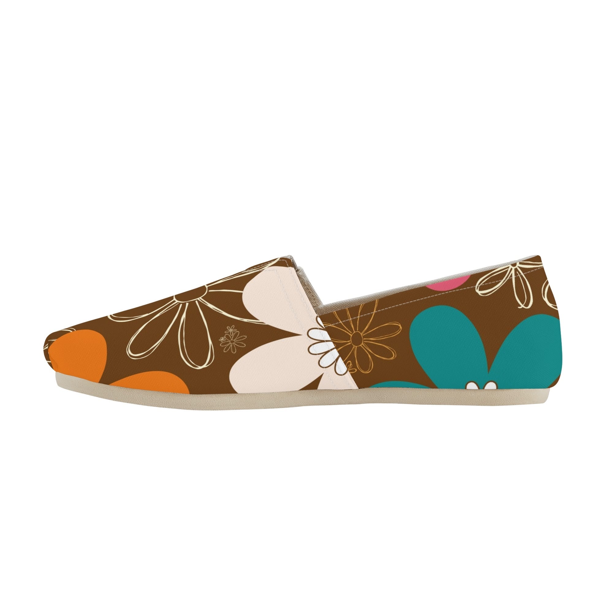 Retro 70s Flower Power Groovy Mod Comfy Womens Casual Shoes - Mid Century Modern Gal