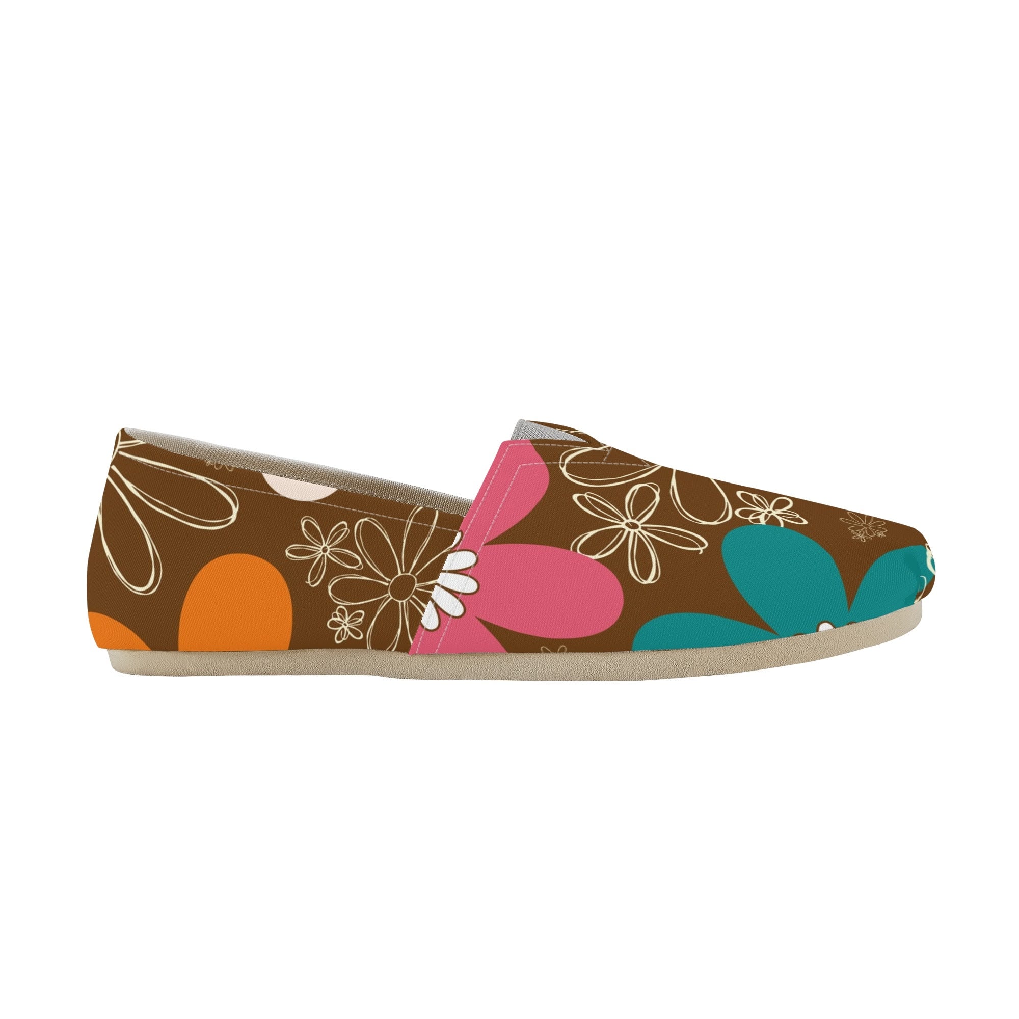 Retro 70s Flower Power Groovy Mod Comfy Womens Casual Shoes - Mid Century Modern Gal
