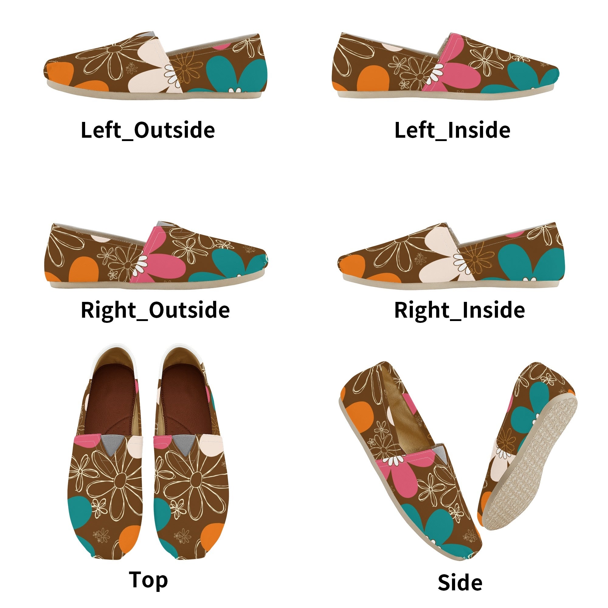 Retro 70s Flower Power Groovy Mod Comfy Womens Casual Shoes - Mid Century Modern Gal