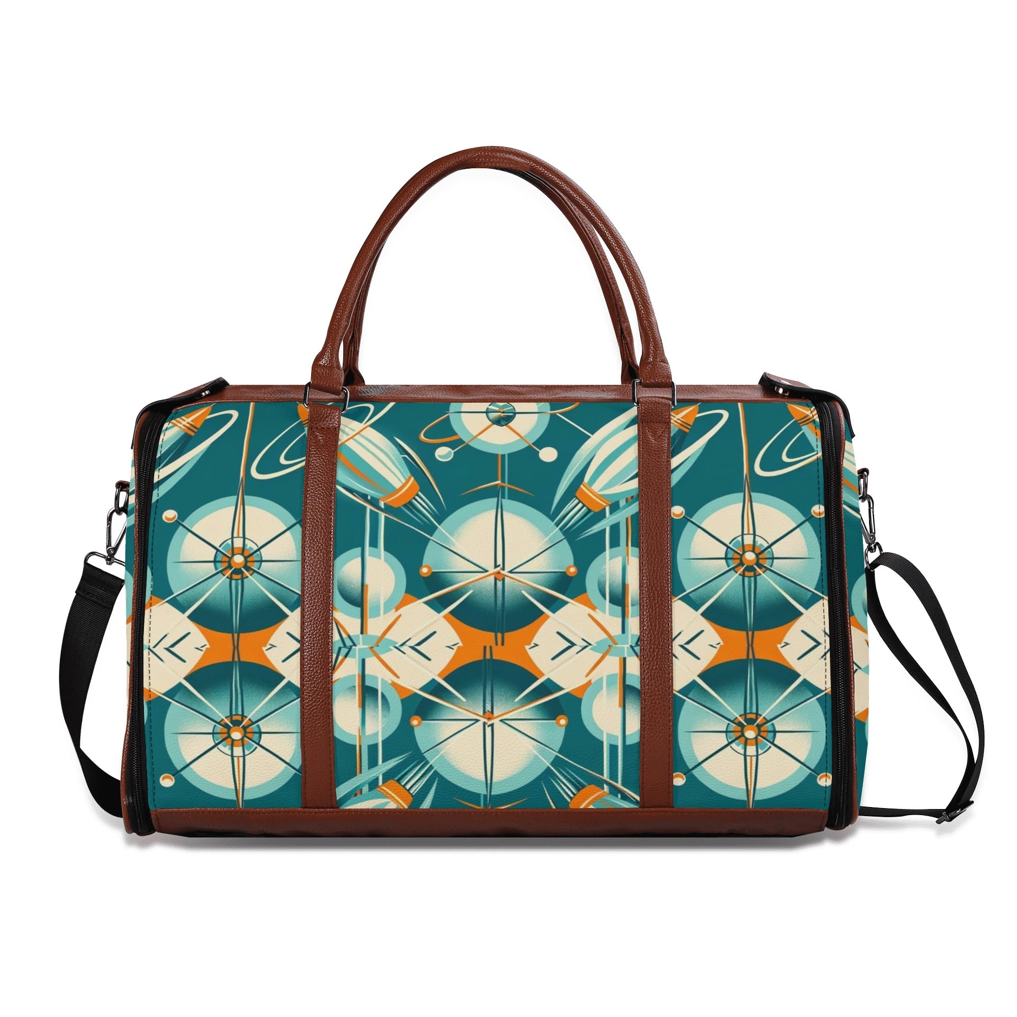 Mid Mod Retro Teal Space Age MCM Duffle Bag Foldable Travel Bag - Mid Century Modern Gal